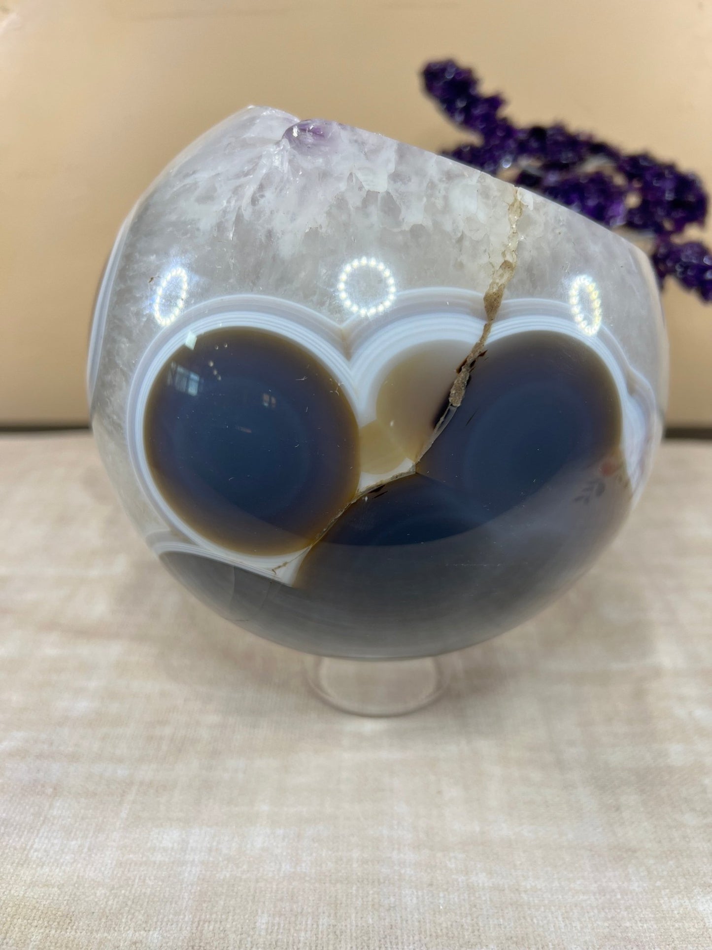 152mm (6 inches) Amethyst Geode Sphere - Purple Door Alchemy