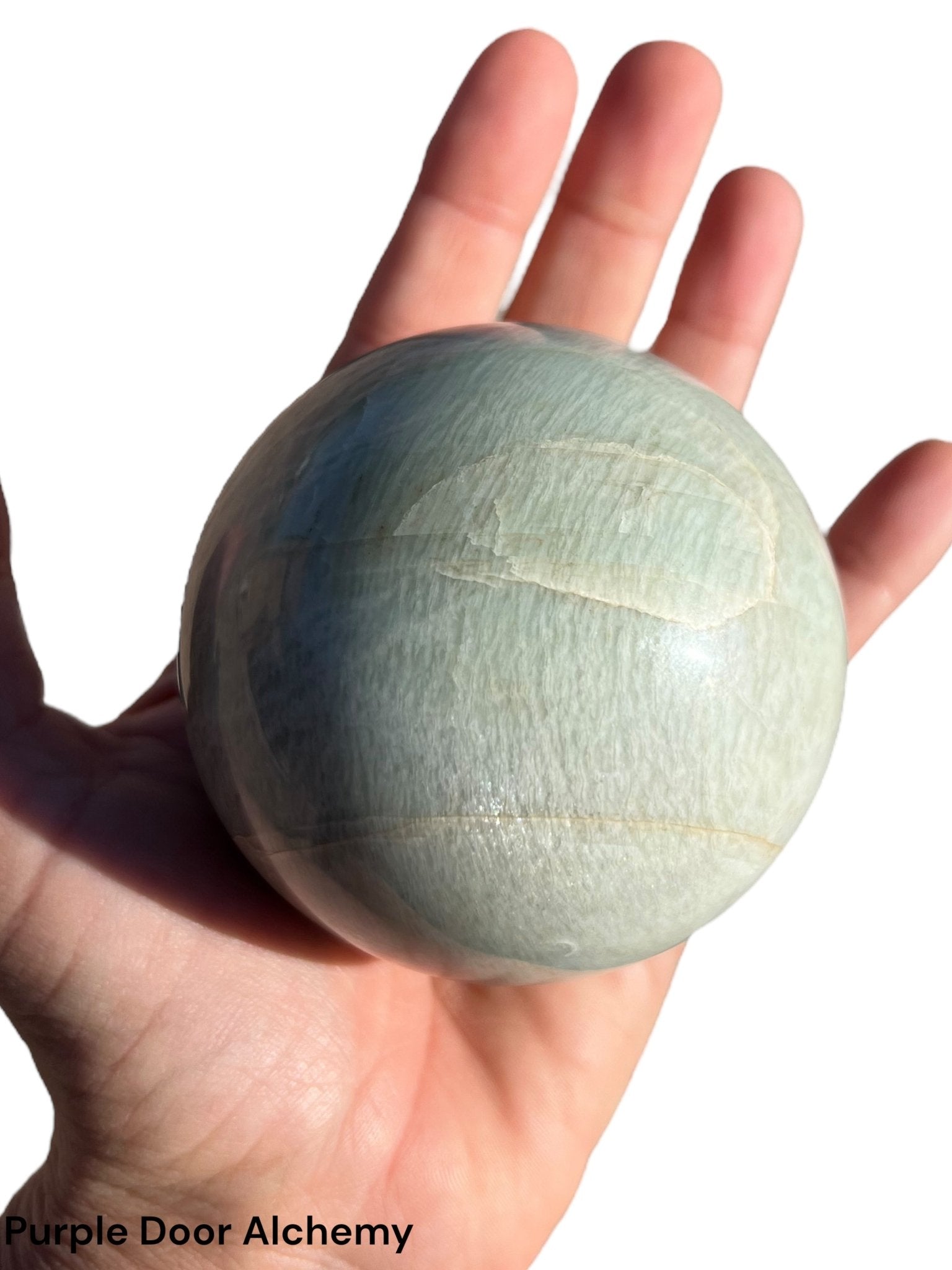 2.8 inch Green Moonstone Sphere - Purple Door Alchemy