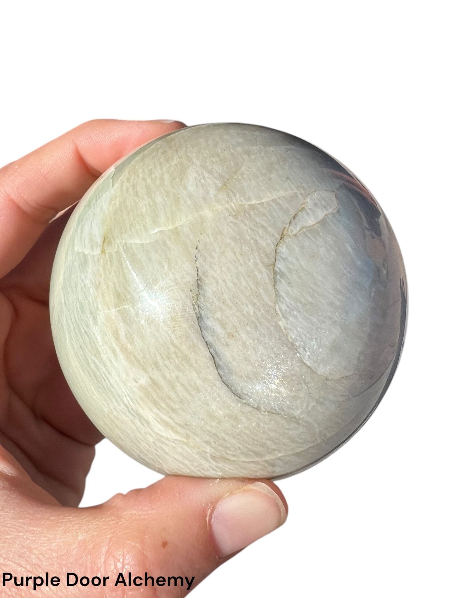 2.8 inch Green Moonstone Sphere - Purple Door Alchemy