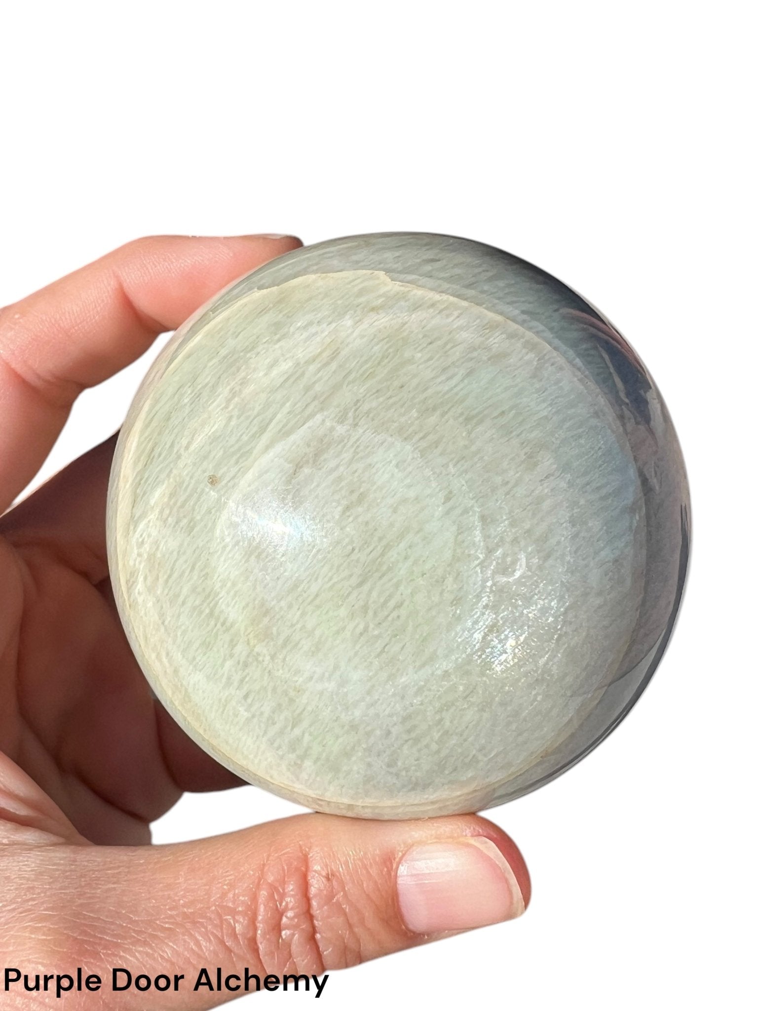 2.8 inch Green Moonstone Sphere - Purple Door Alchemy