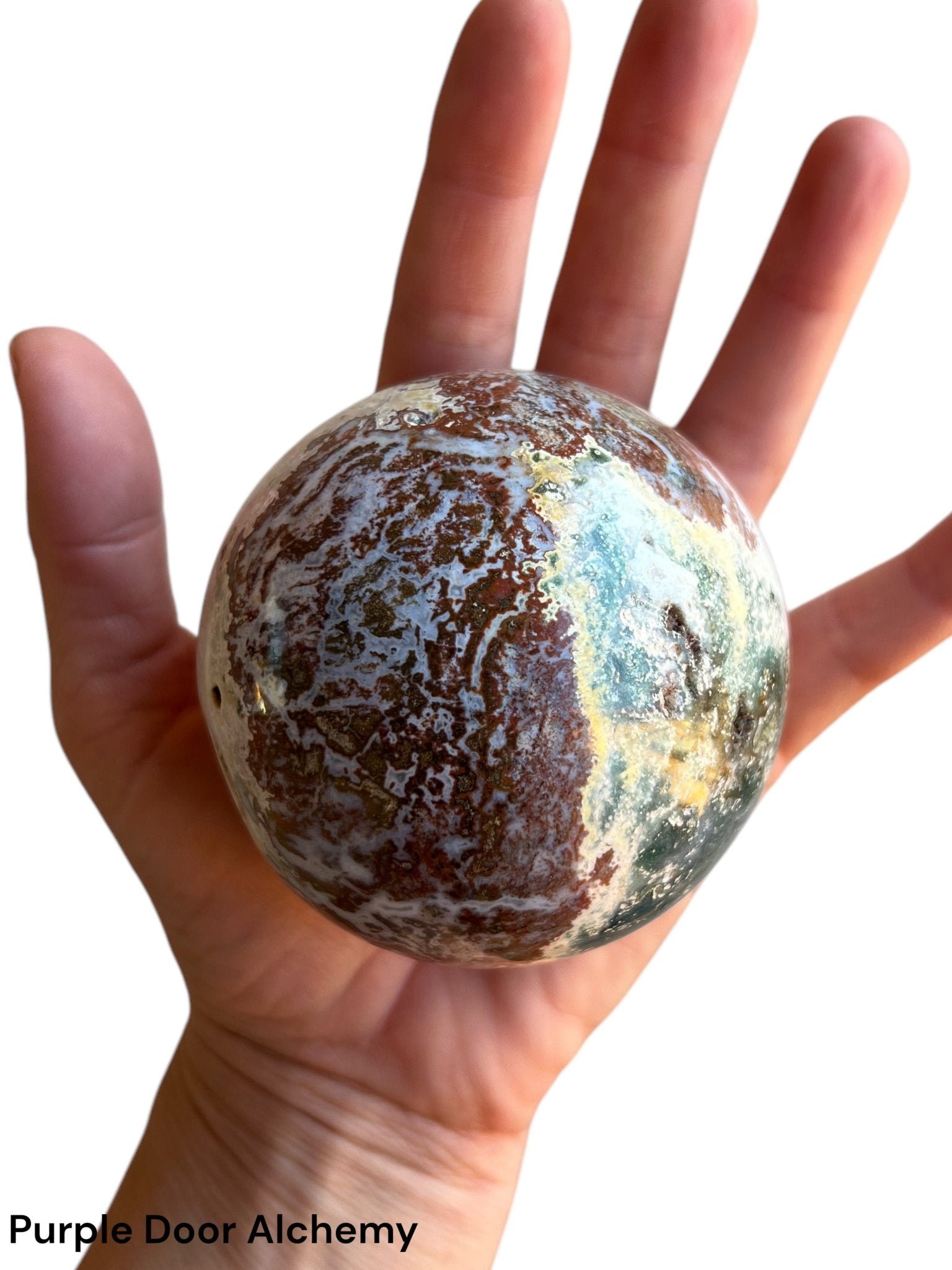 2.95 inch Ocean Jasper Sphere - Purple Door Alchemy