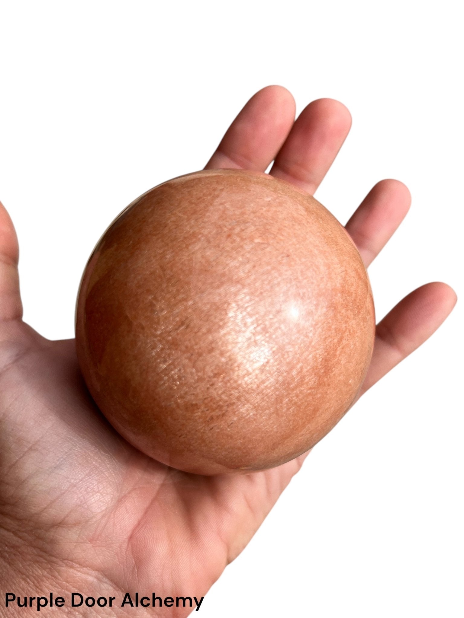 2.95 inch Peach Moonstone Sphere - Purple Door Alchemy
