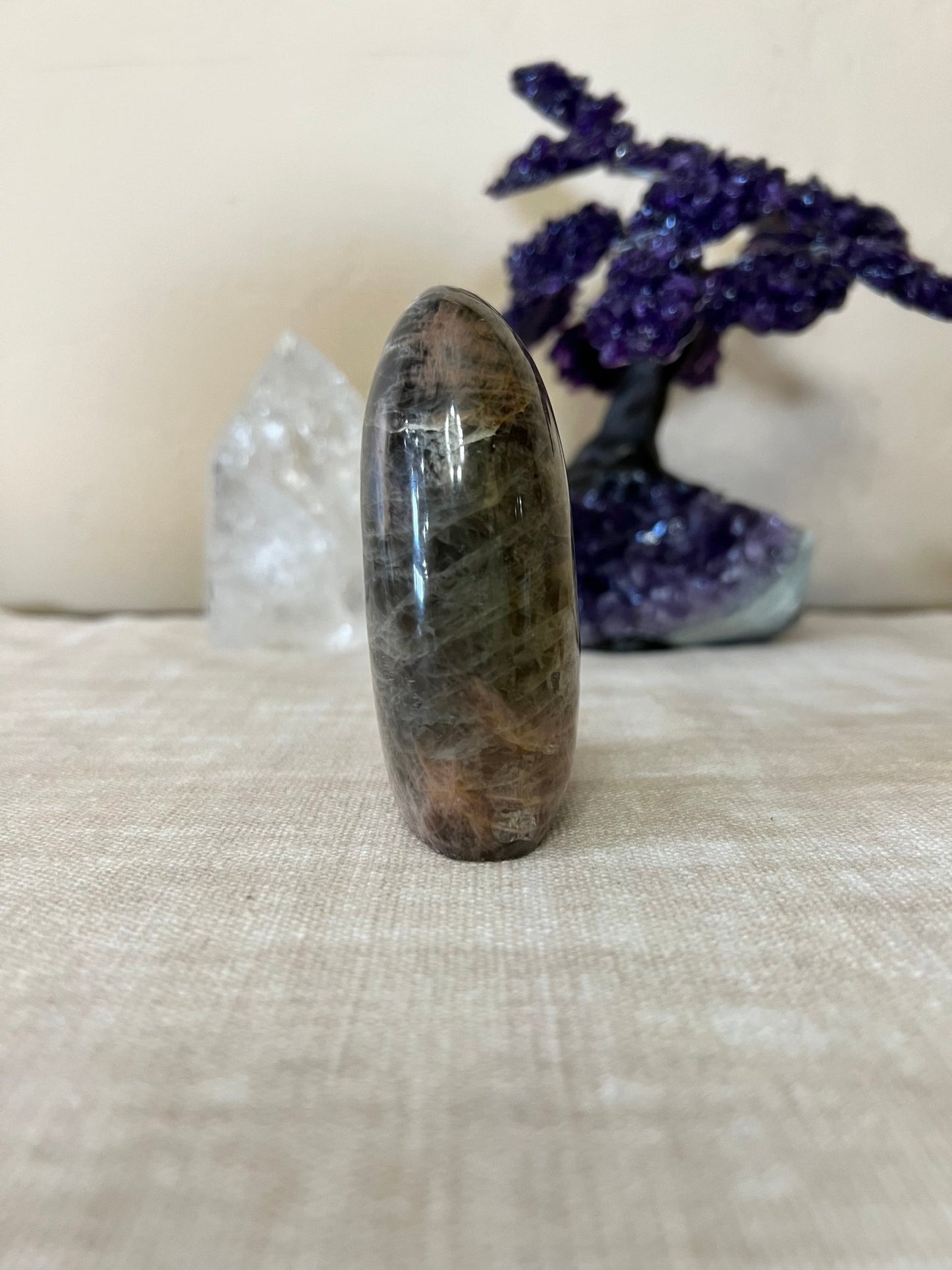 3.54 inch Black Moonstone Freeform - Purple Door Alchemy