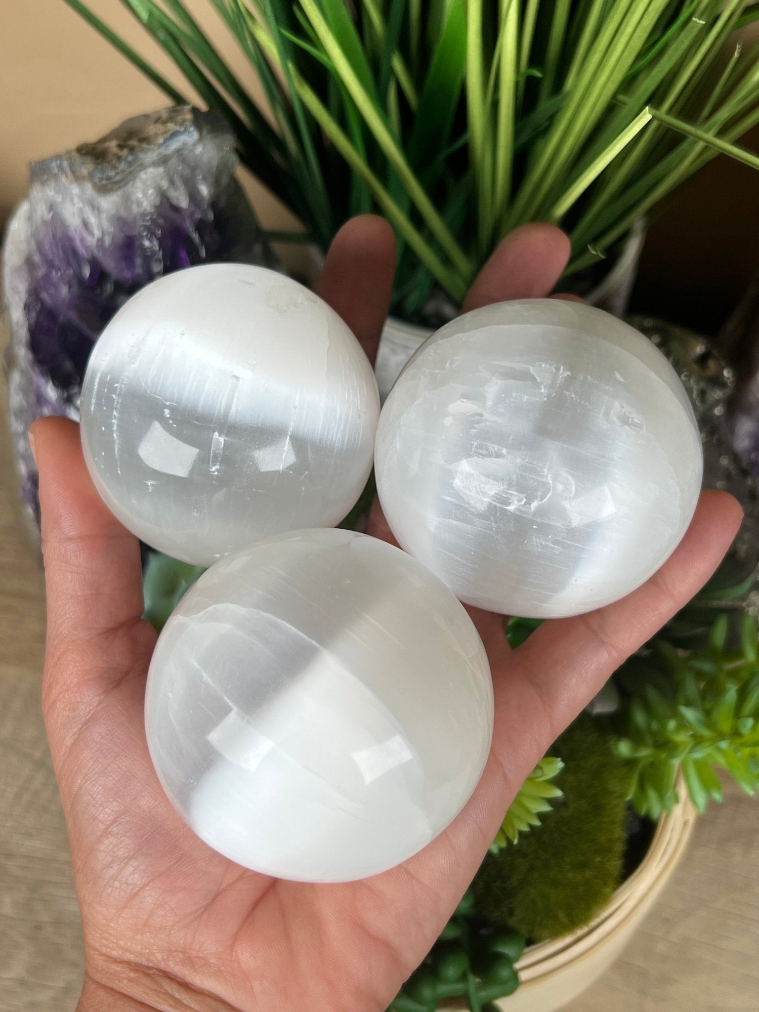 55 - 60mm Selenite Sphere - Purple Door Alchemy