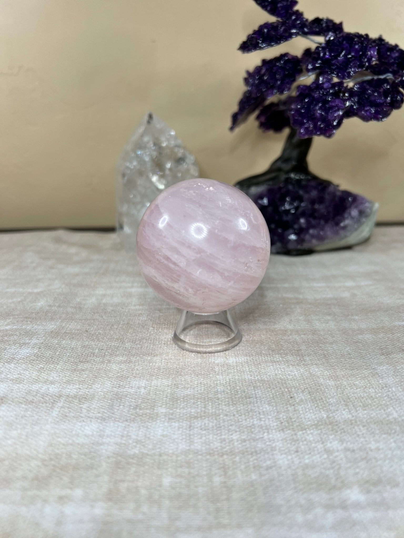 59mm (2.3 in) Rose Quartz Sphere - Purple Door Alchemy