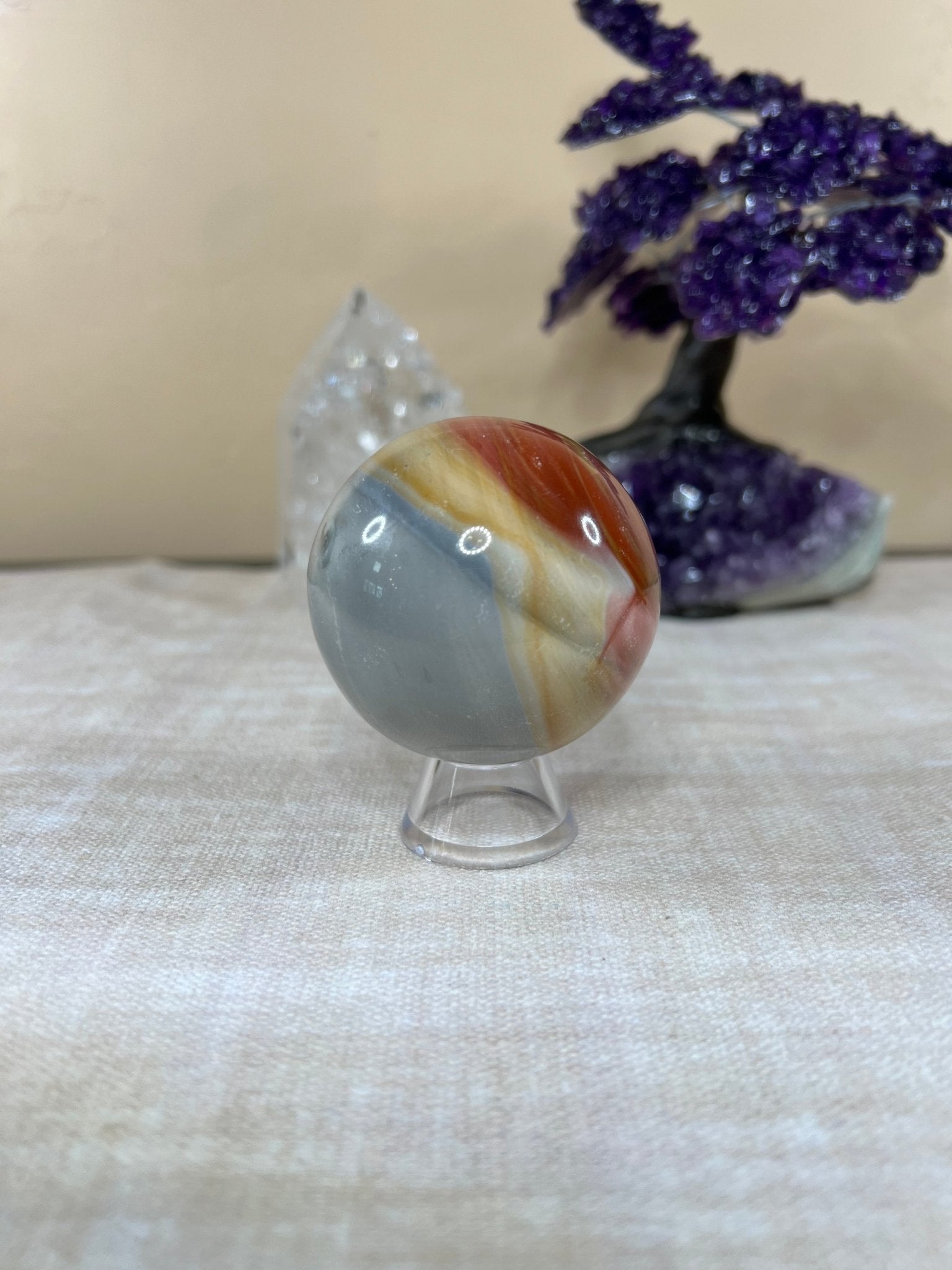 59mm (2.3 inches) Polychrome Jasper Sphere - Purple Door Alchemy
