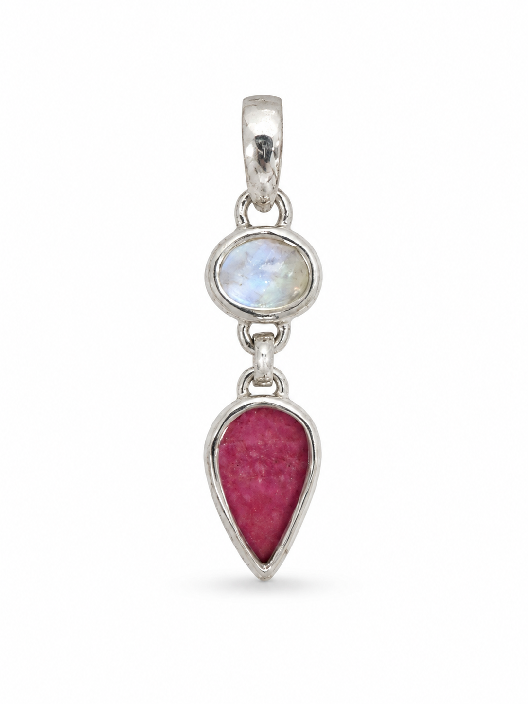Rainbow Moonstone and Thulite Pendant