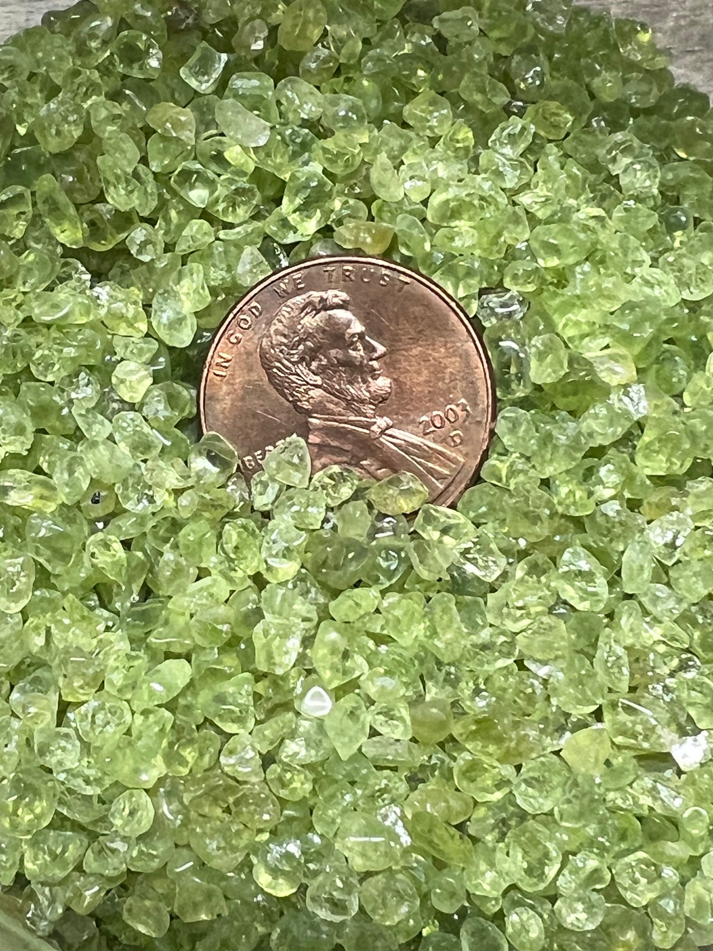 Crushed Peridot Extra Coarse - Crushed Minerals - Purple Door Alchemy