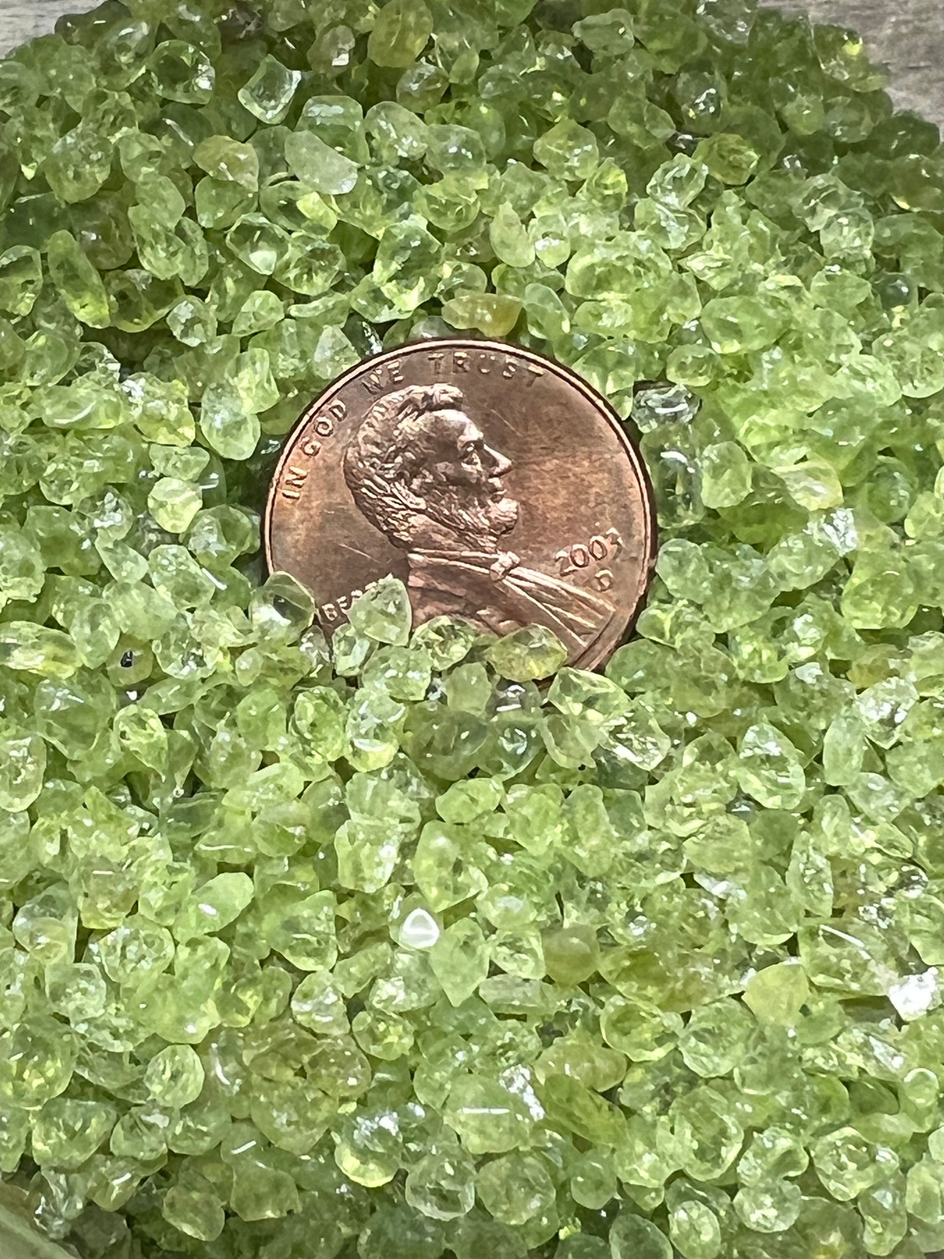 Crushed Peridot Extra Coarse - Crushed Minerals - Purple Door Alchemy