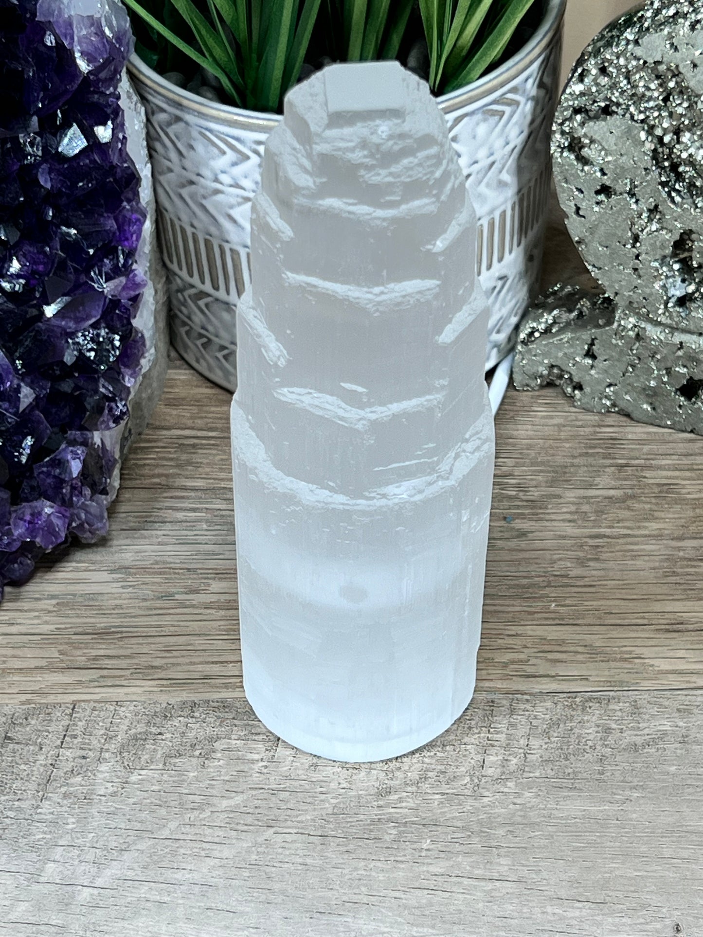 Lampe en sélénite de 6 pouces
