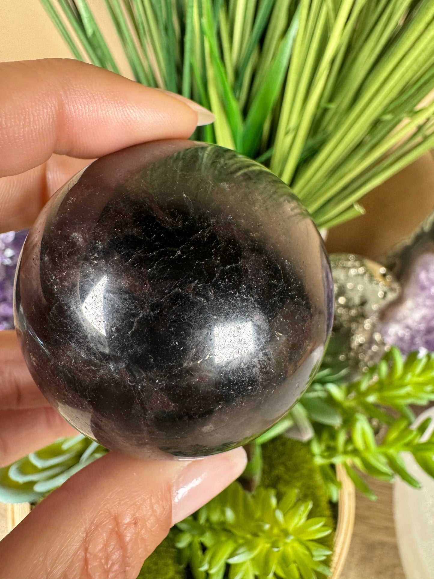 Arfvedsonite Sphere 52mm - Purple Door Alchemy