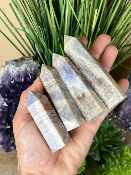 Belomorite Moonstone Sunstone Point - Purple Door Alchemy