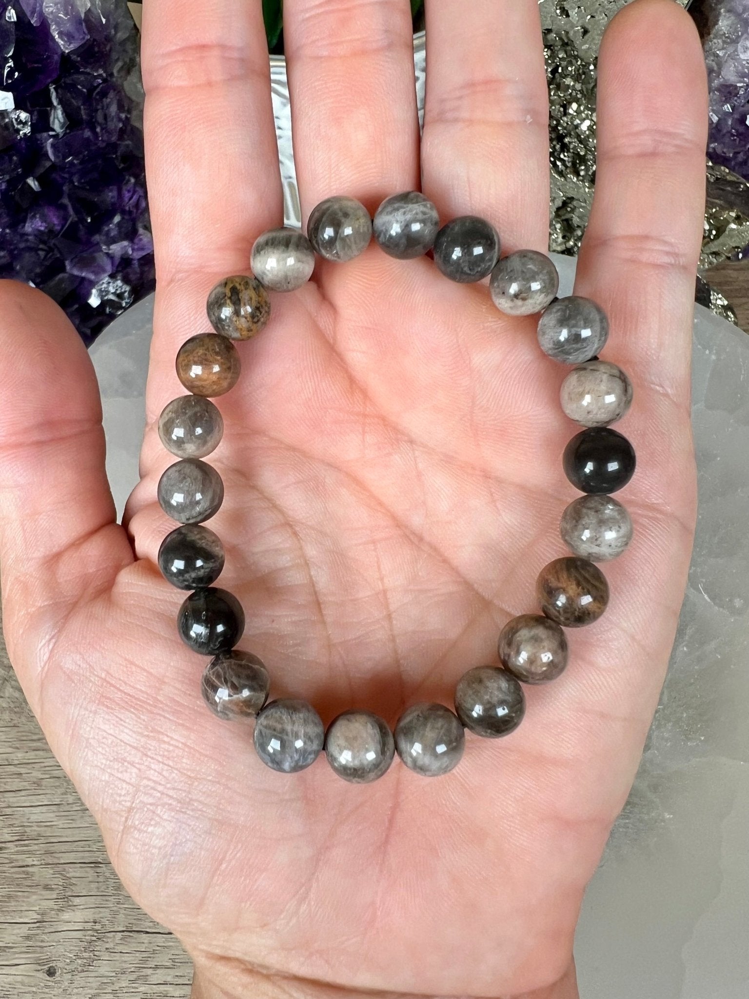 Black Moonstone Bracelet - Purple Door Alchemy