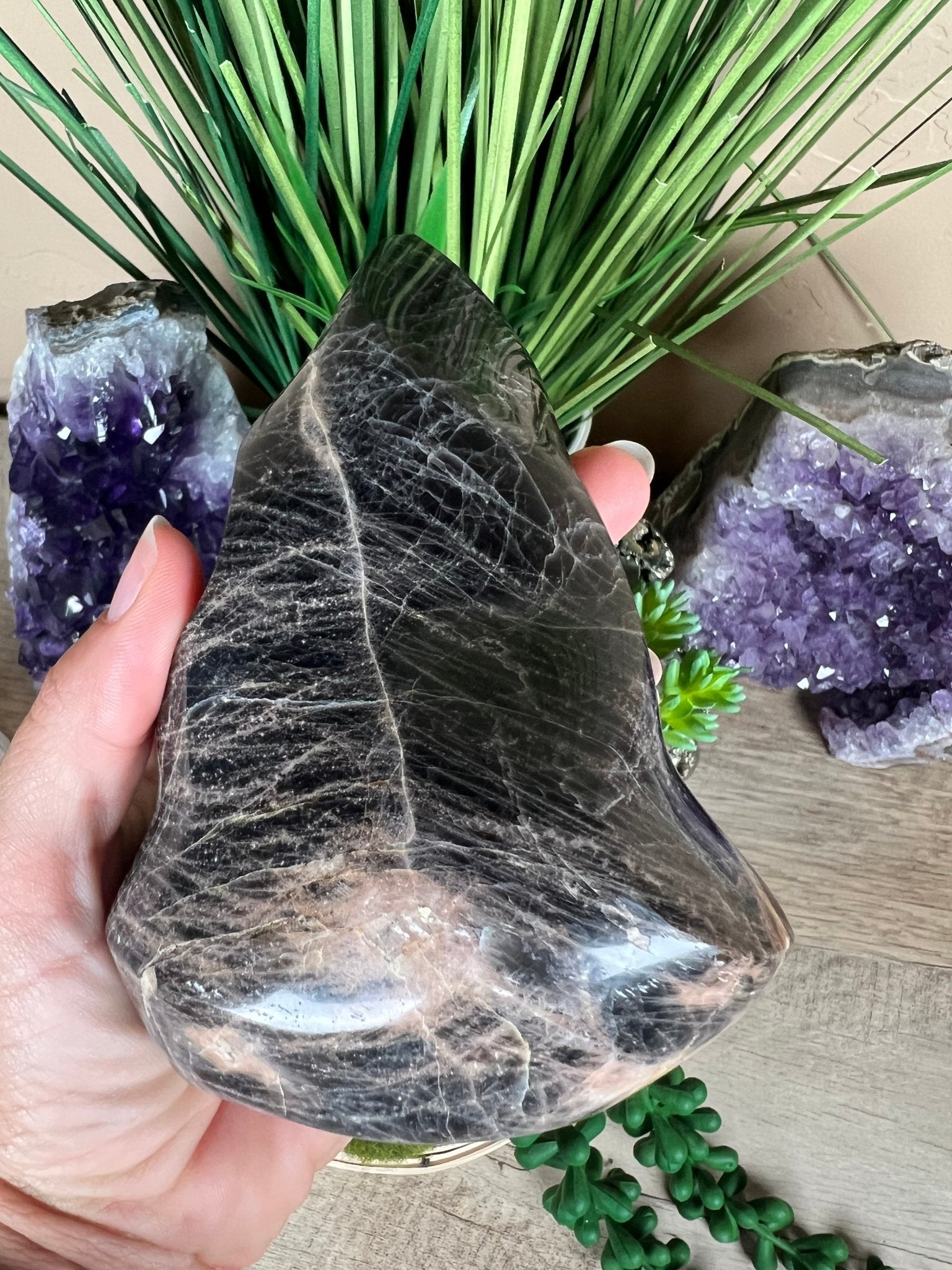 Black Moonstone Flame 124mm/4.9in - Purple Door Alchemy