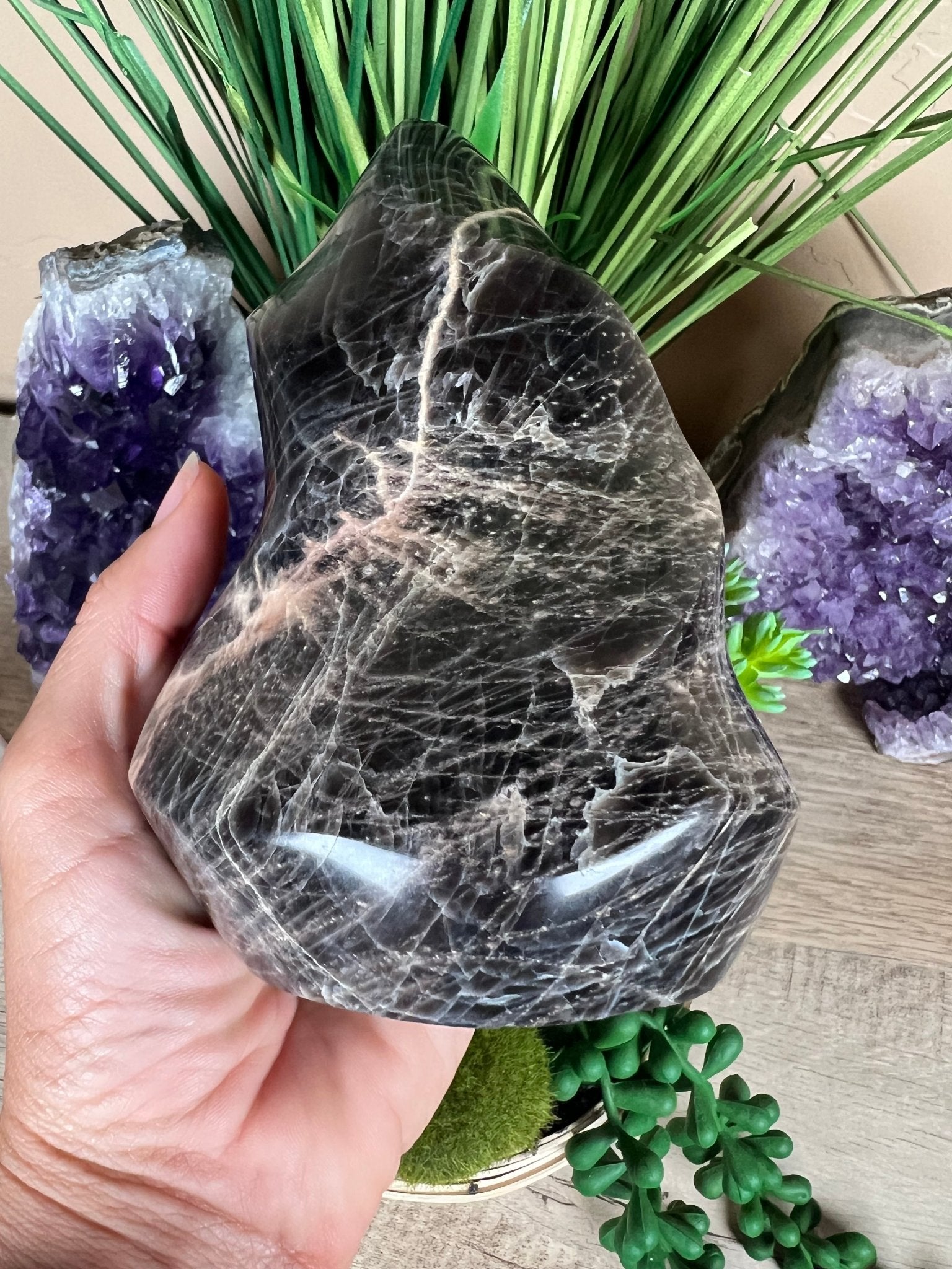 Black Moonstone Flame 124mm/4.9in - Purple Door Alchemy