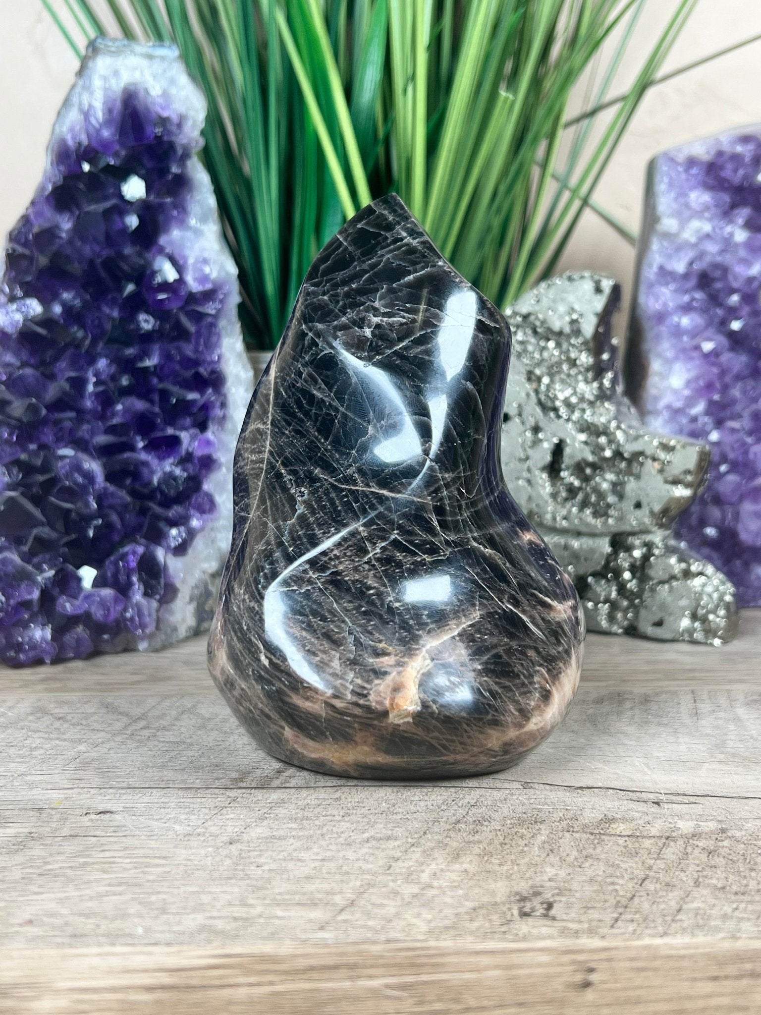 Black Moonstone Flame 124mm/4.9in - Purple Door Alchemy