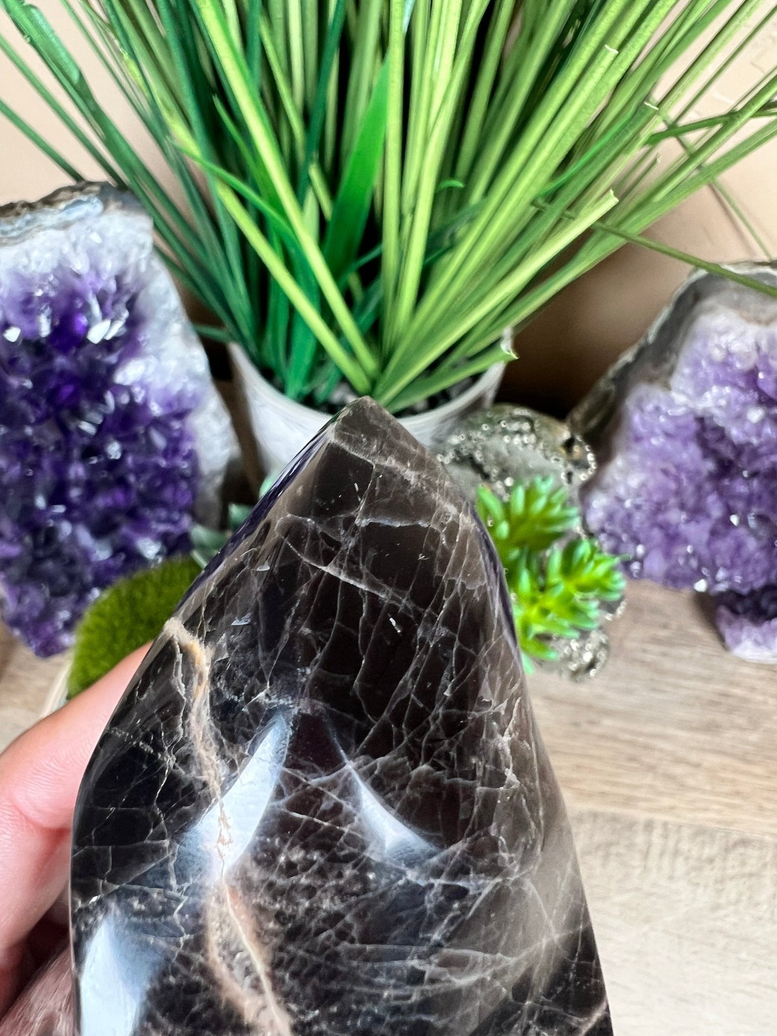 Black Moonstone Flame 124mm/4.9in - Purple Door Alchemy