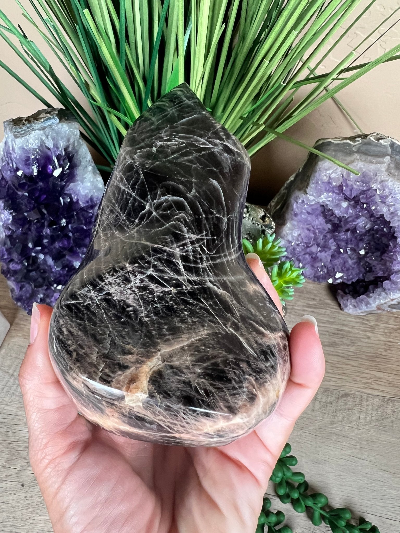 Black Moonstone Flame 124mm/4.9in - Purple Door Alchemy