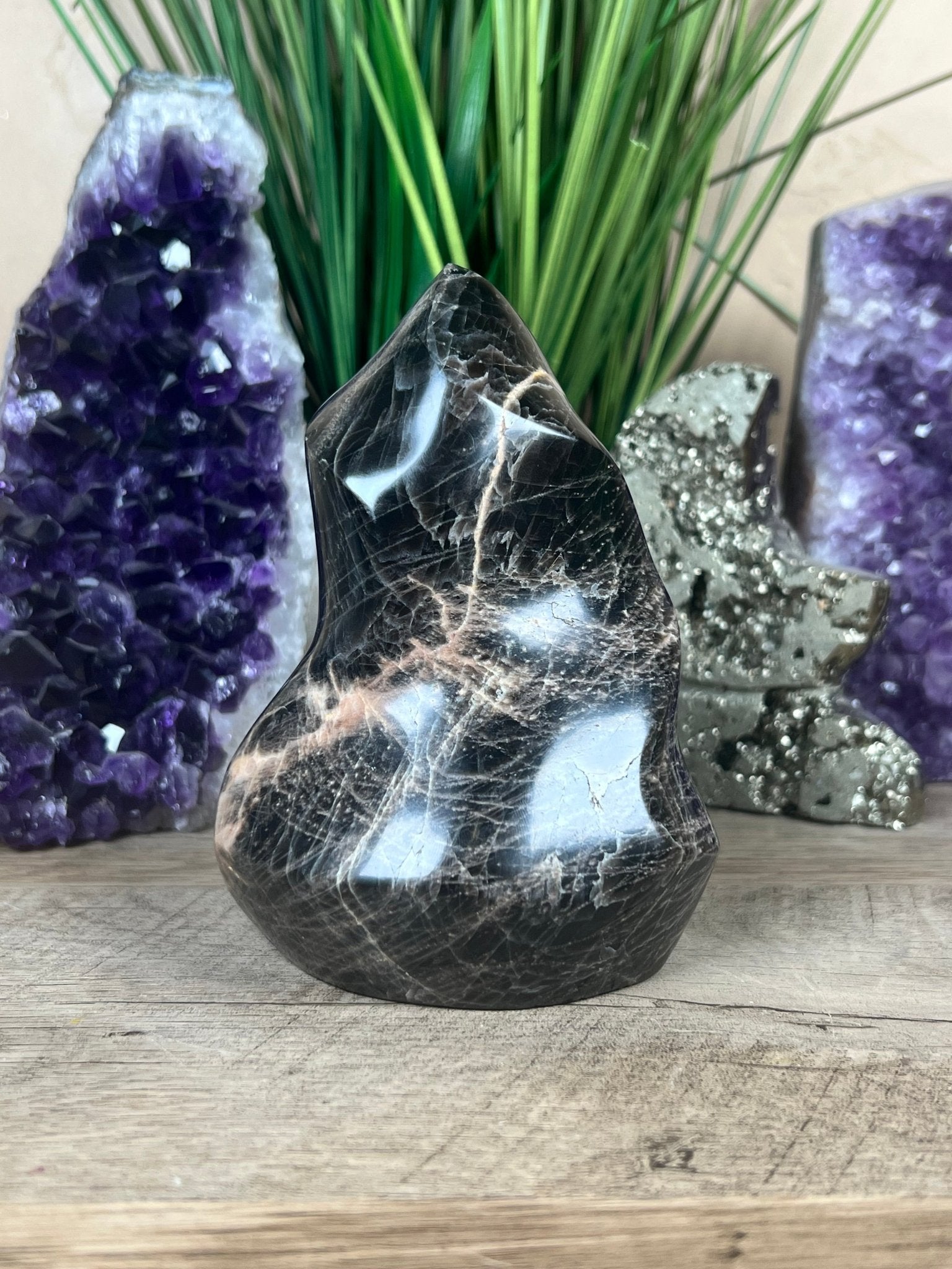 Black Moonstone Flame 124mm/4.9in - Purple Door Alchemy