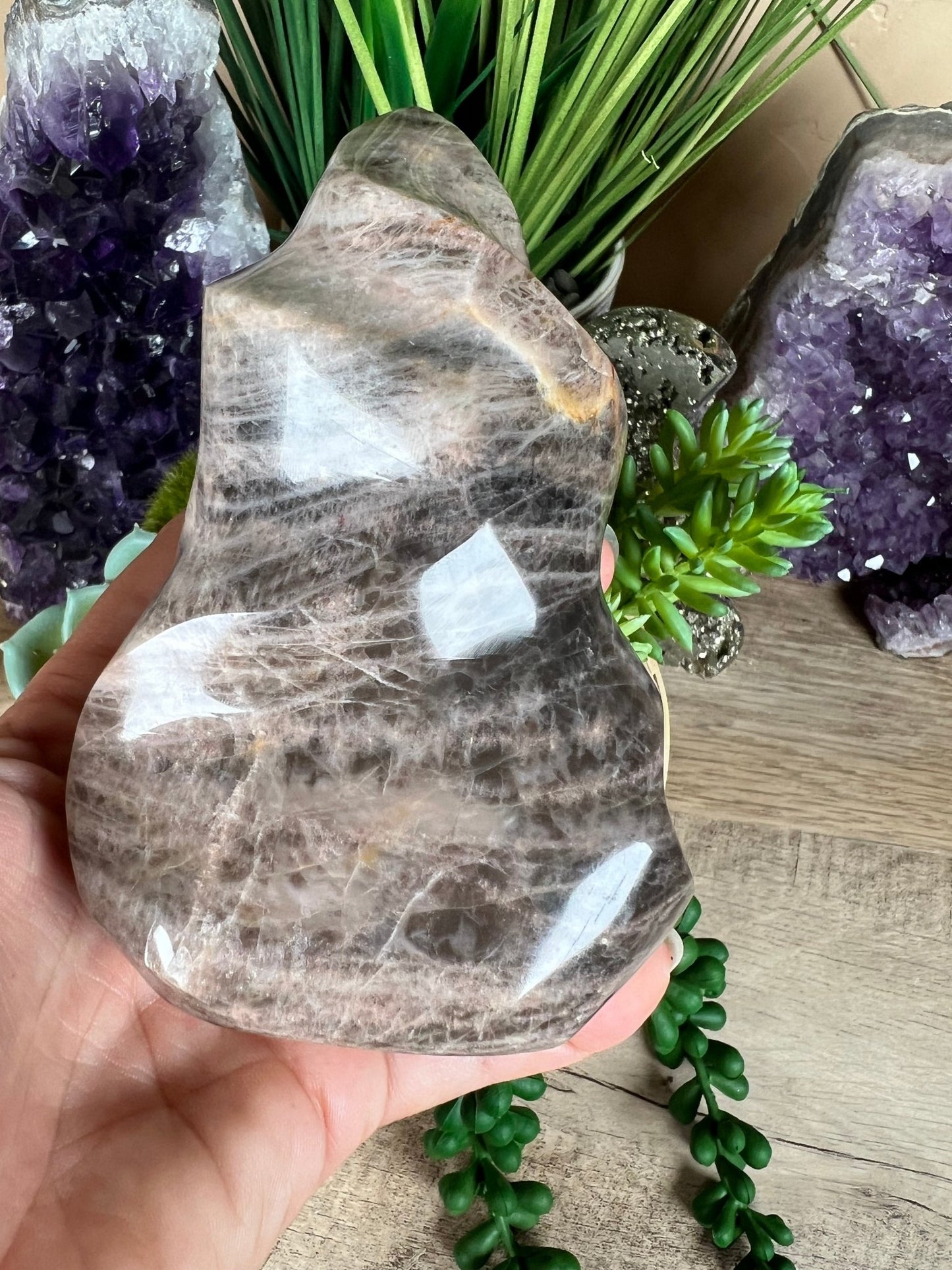 Black Moonstone Flame 128mm/5in - Purple Door Alchemy