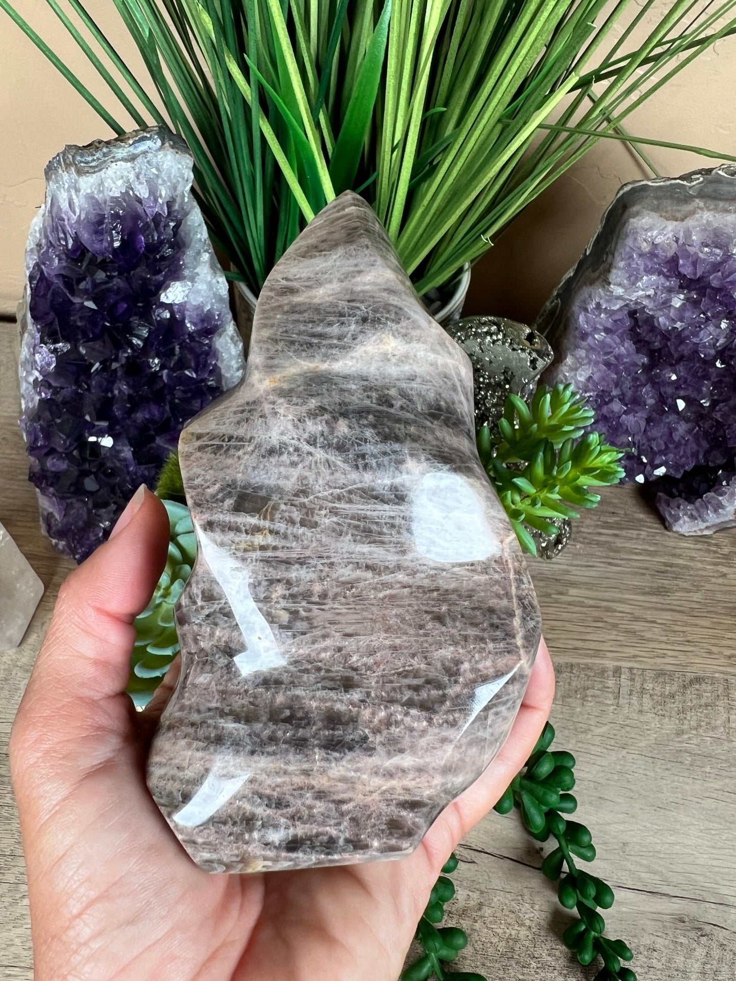 Black Moonstone Flame 128mm/5in - Purple Door Alchemy