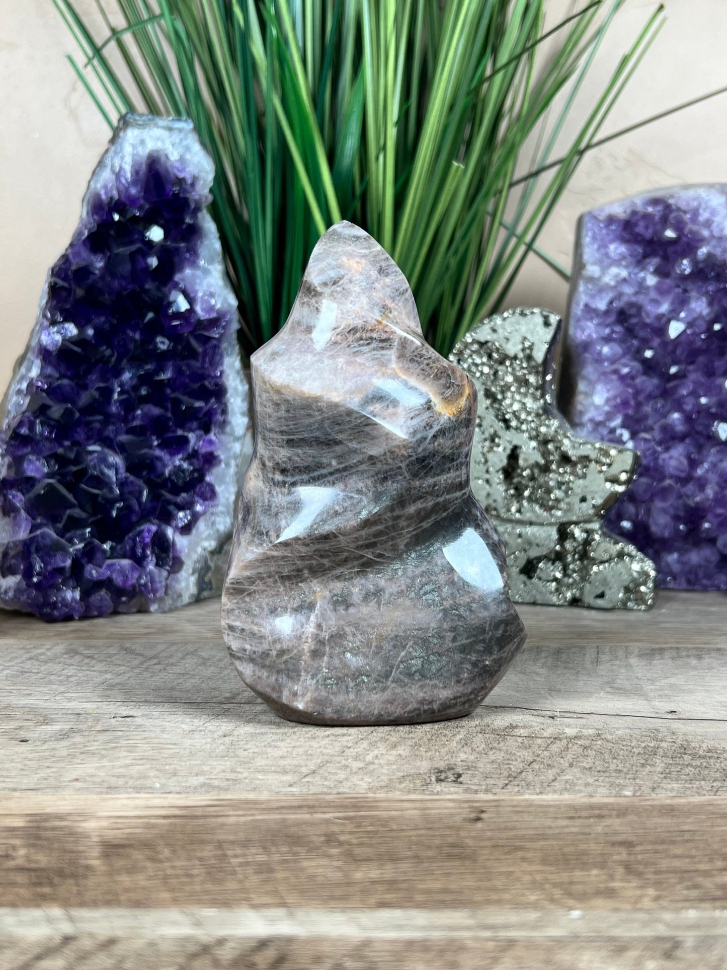 Black Moonstone Flame 128mm/5in - Purple Door Alchemy