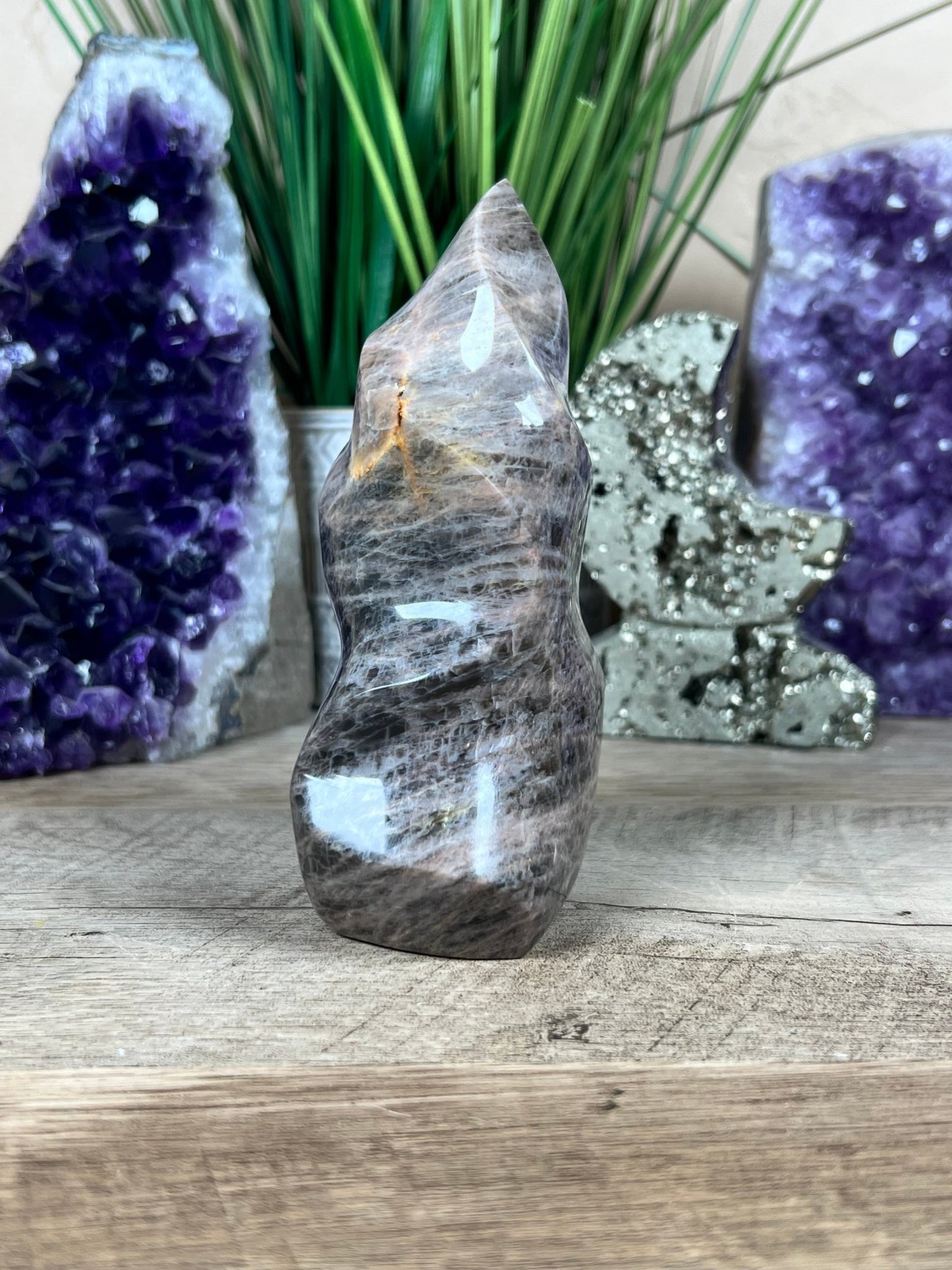 Black Moonstone Flame 128mm/5in - Purple Door Alchemy