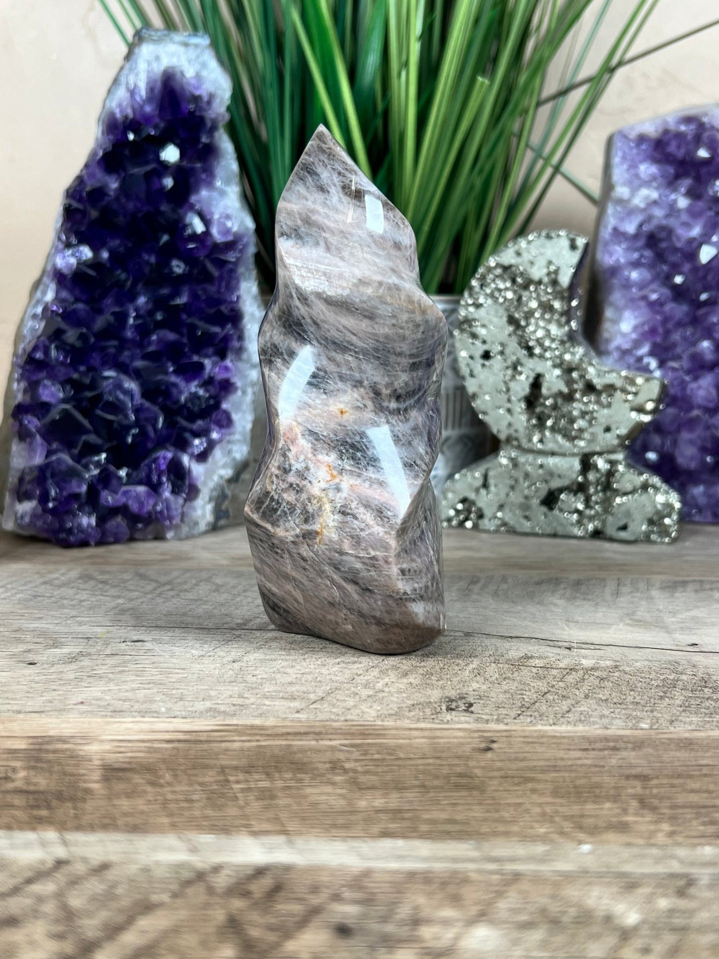 Black Moonstone Flame 128mm/5in - Purple Door Alchemy