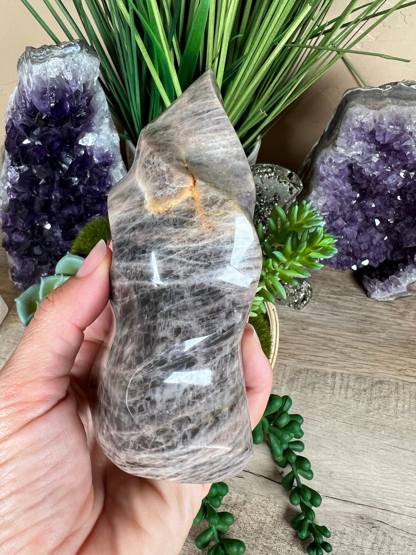 Black Moonstone Flame 128mm/5in - Purple Door Alchemy