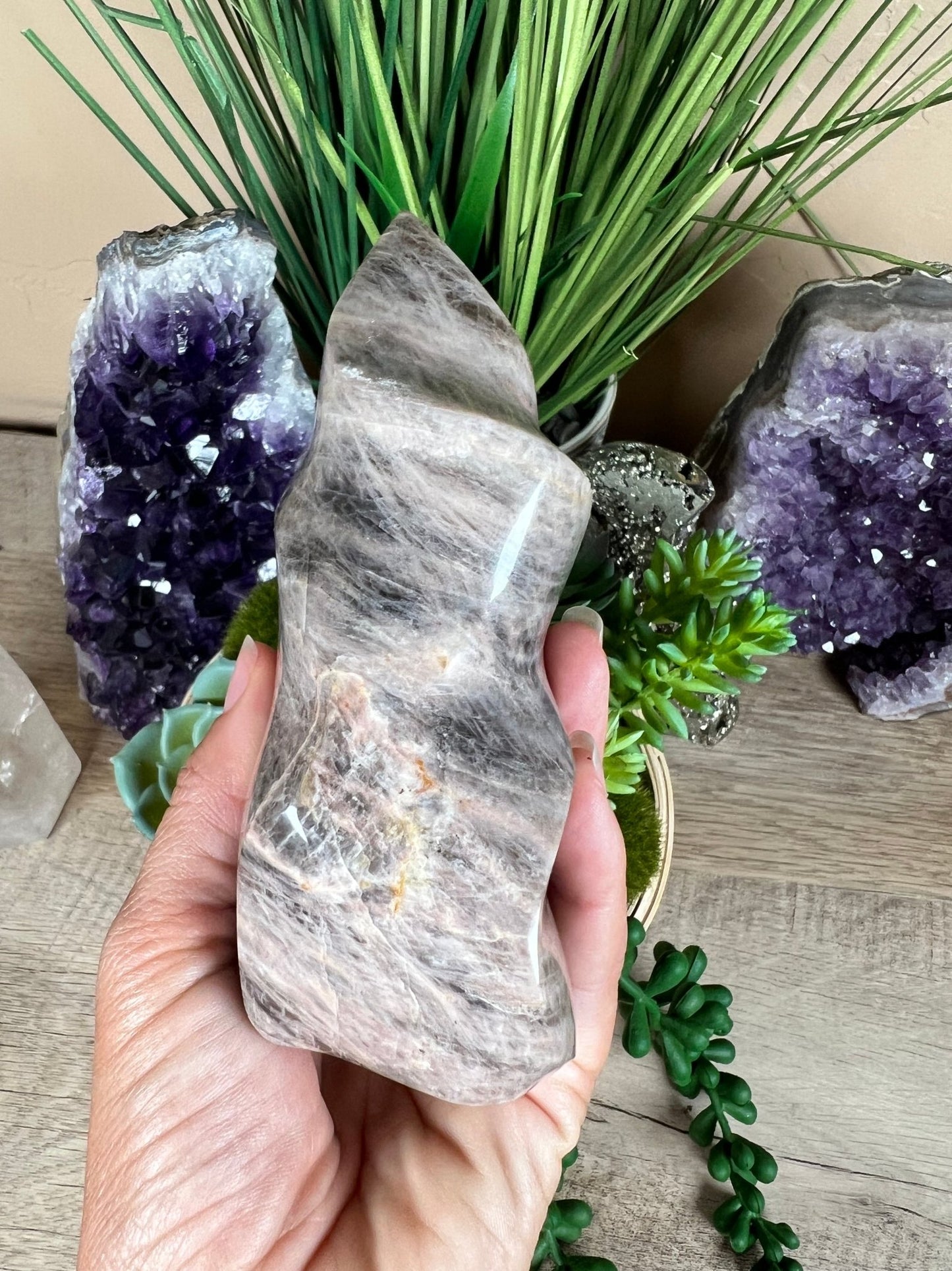 Black Moonstone Flame 128mm/5in - Purple Door Alchemy