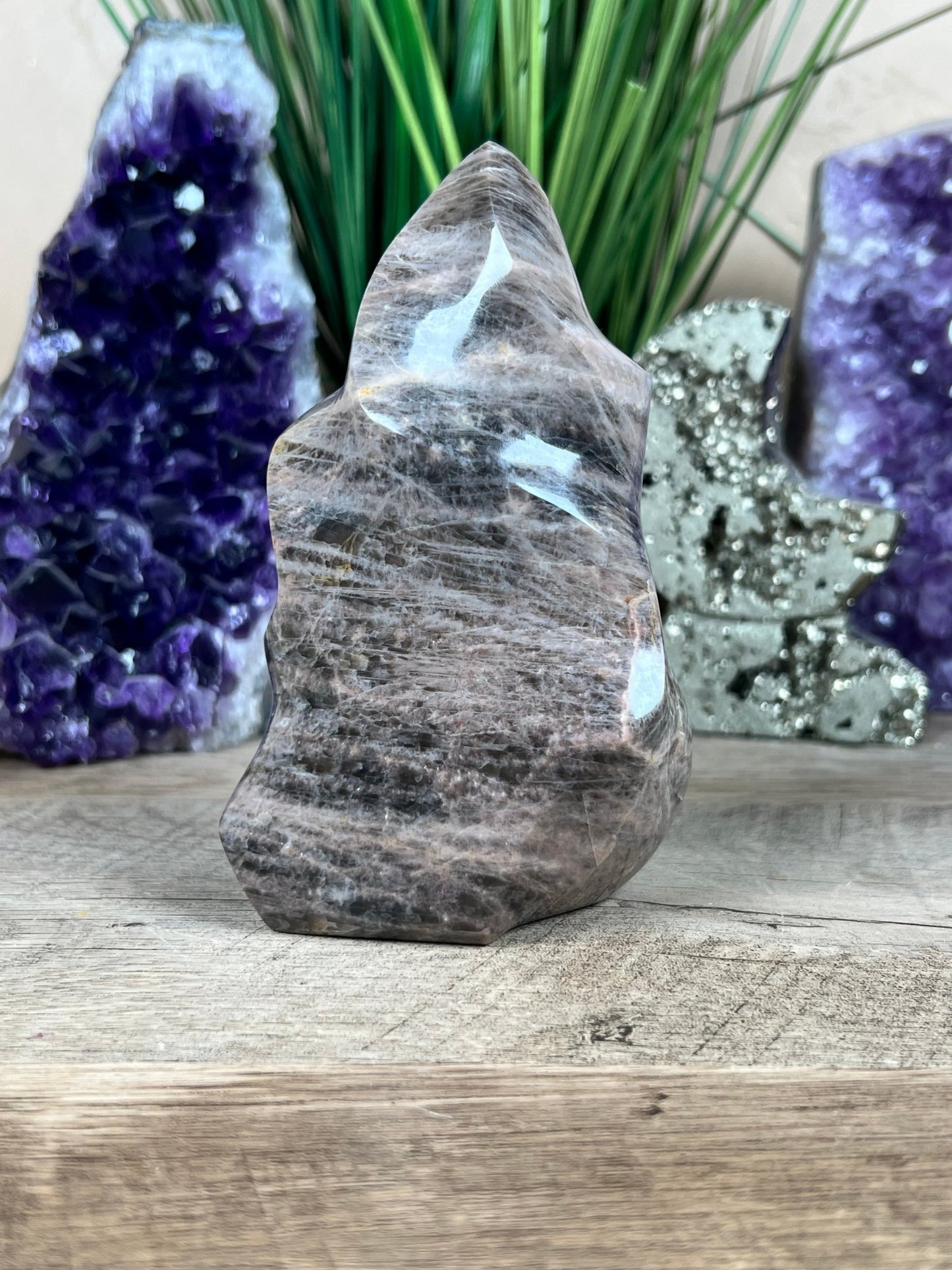 Black Moonstone Flame 128mm/5in - Purple Door Alchemy