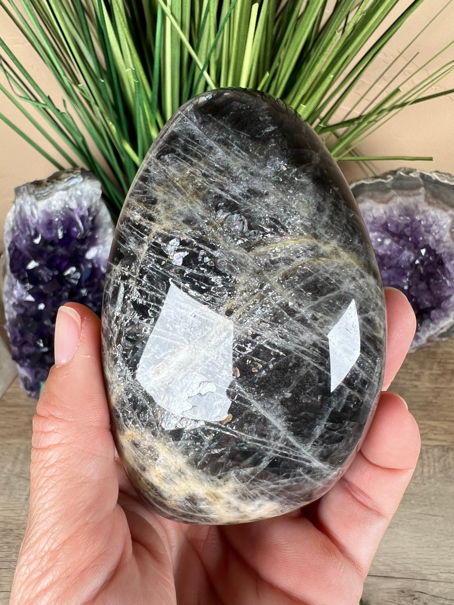 Black Moonstone Freeform 3.54in - Purple Door Alchemy