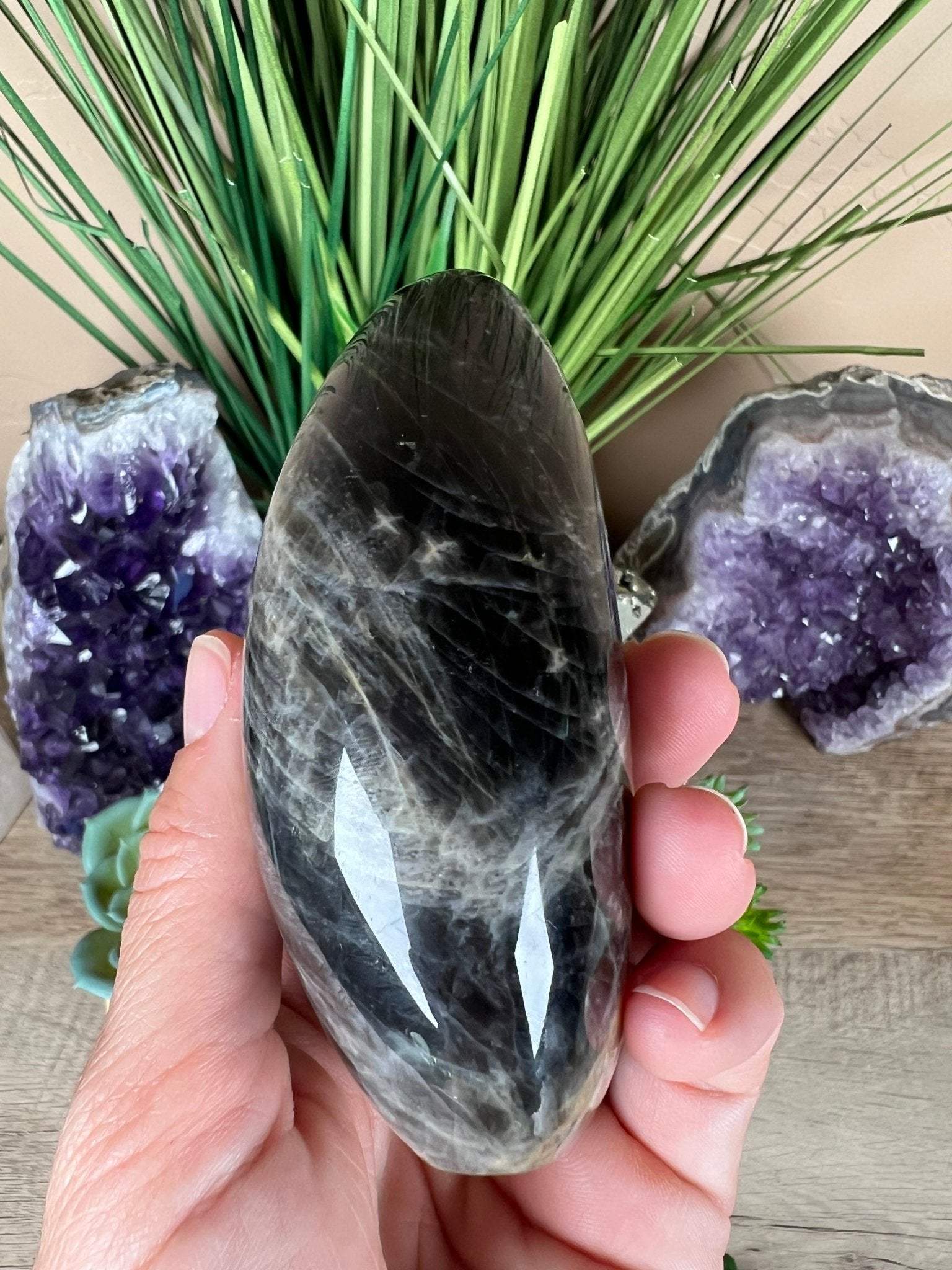 Black Moonstone Freeform 3.54in - Purple Door Alchemy