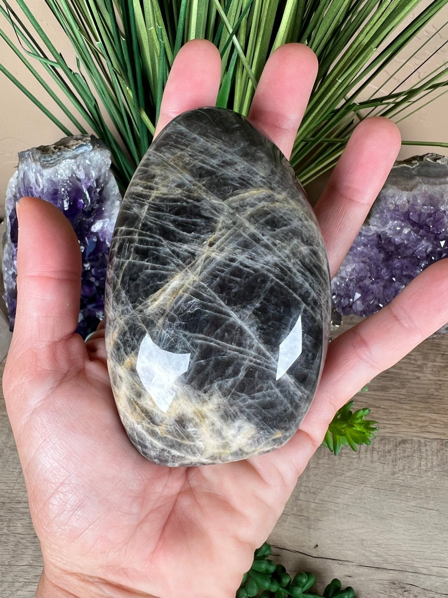 Black Moonstone Freeform 3.54in - Purple Door Alchemy