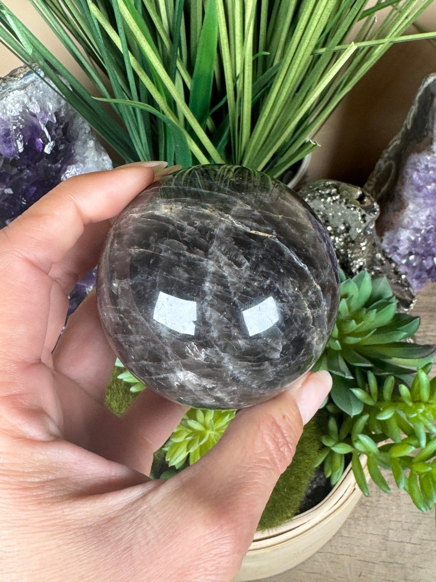 Black Moonstone Sphere - Purple Door Alchemy