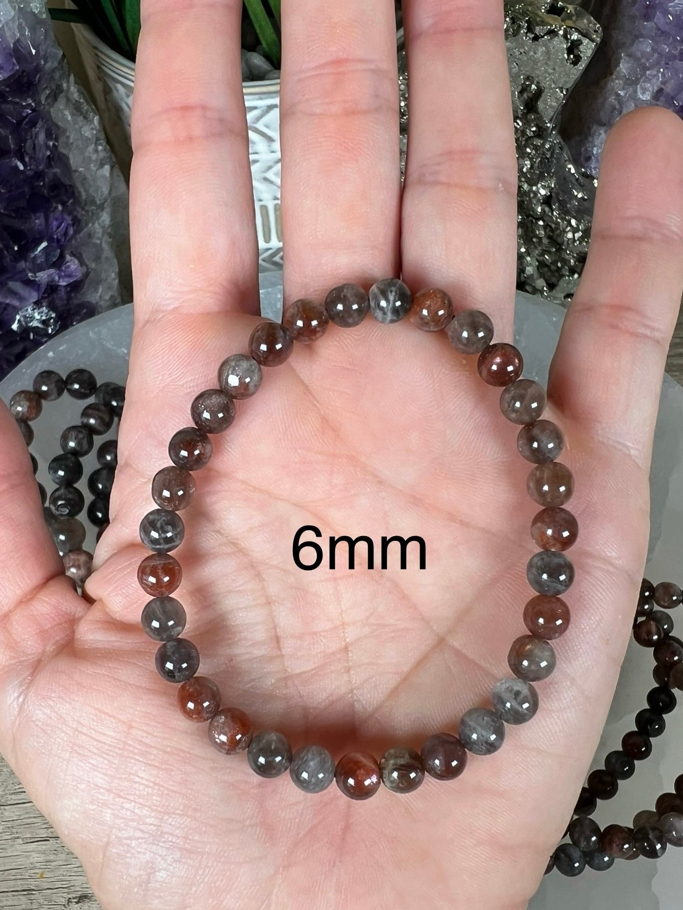 Black Moonstone Sunstone Bracelet - Purple Door Alchemy