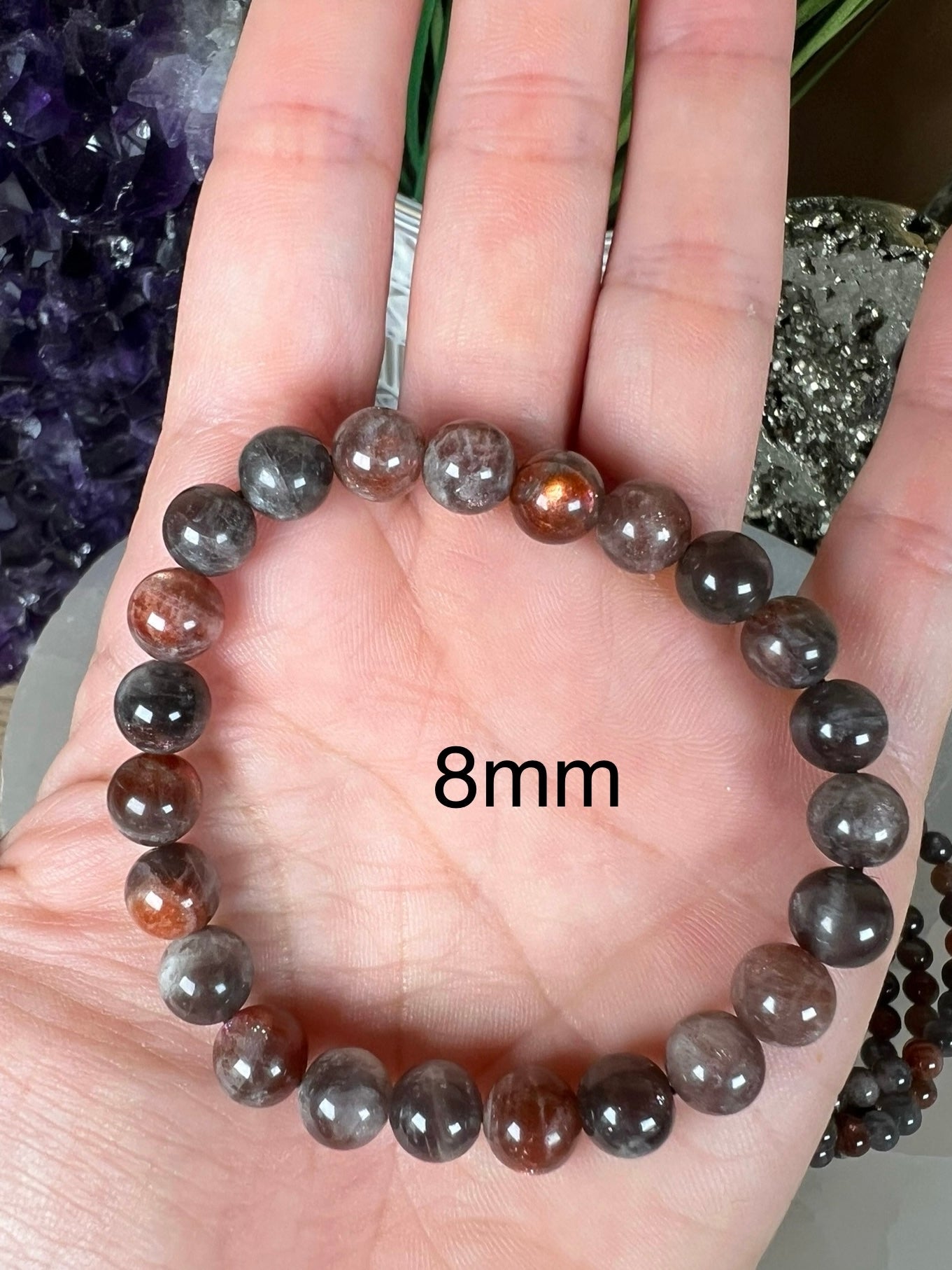 Black Moonstone Sunstone Bracelet - Purple Door Alchemy