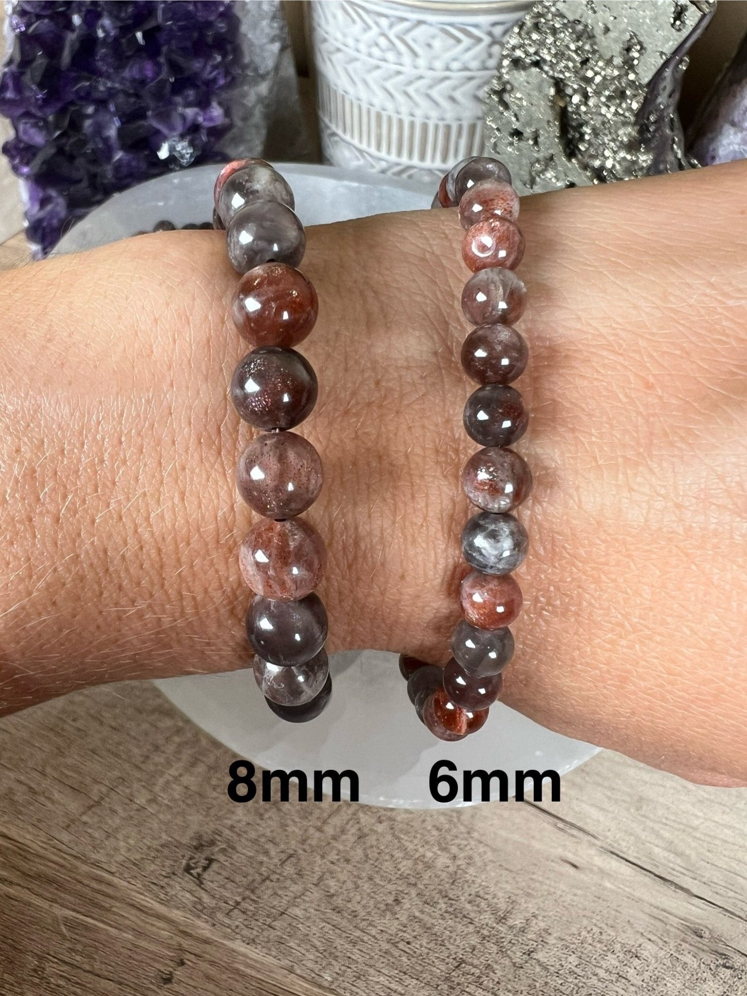 Black Moonstone Sunstone Bracelet - Purple Door Alchemy