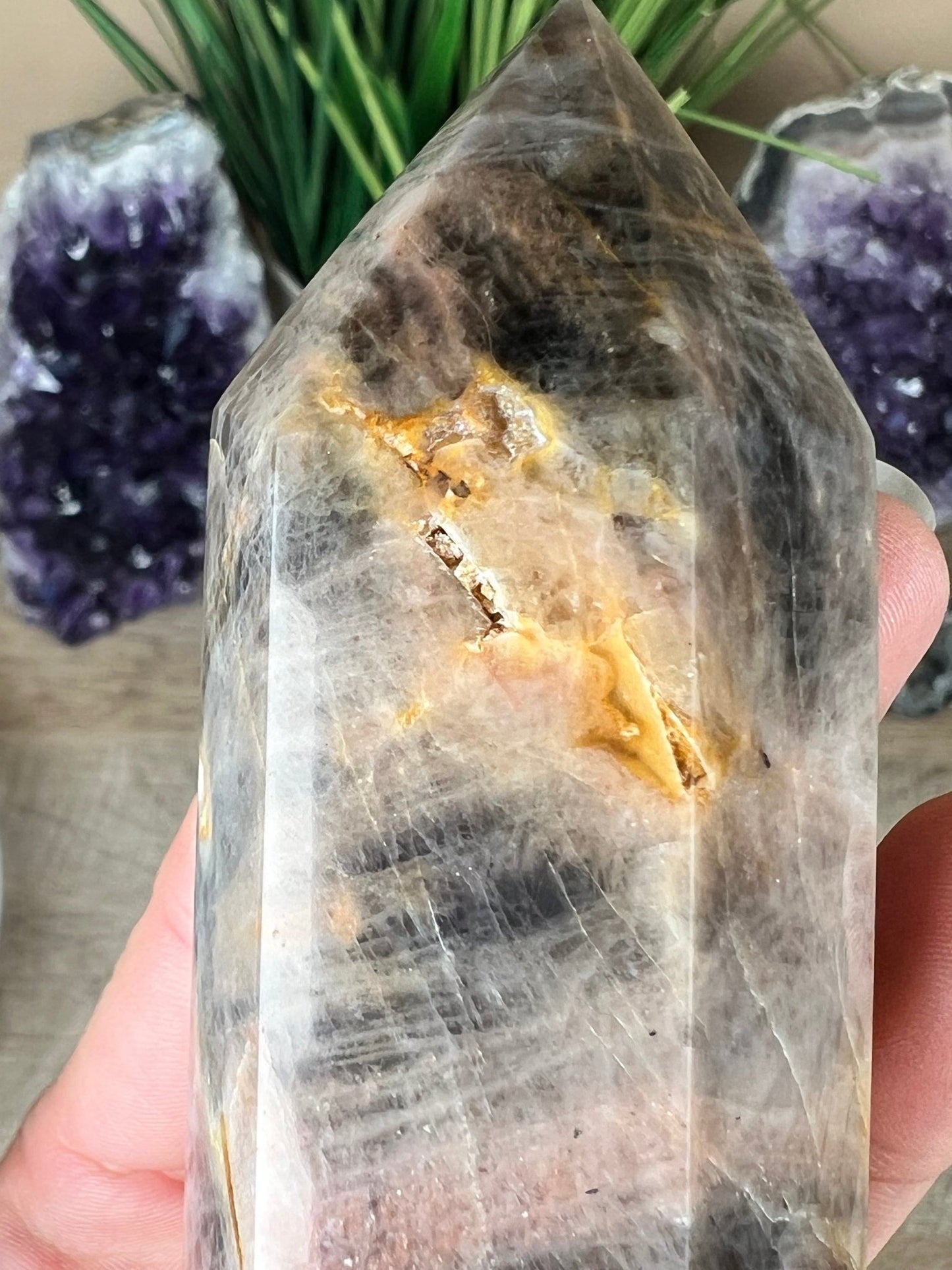 Black Moonstone Tower 5.72" (145mm) - Purple Door Alchemy