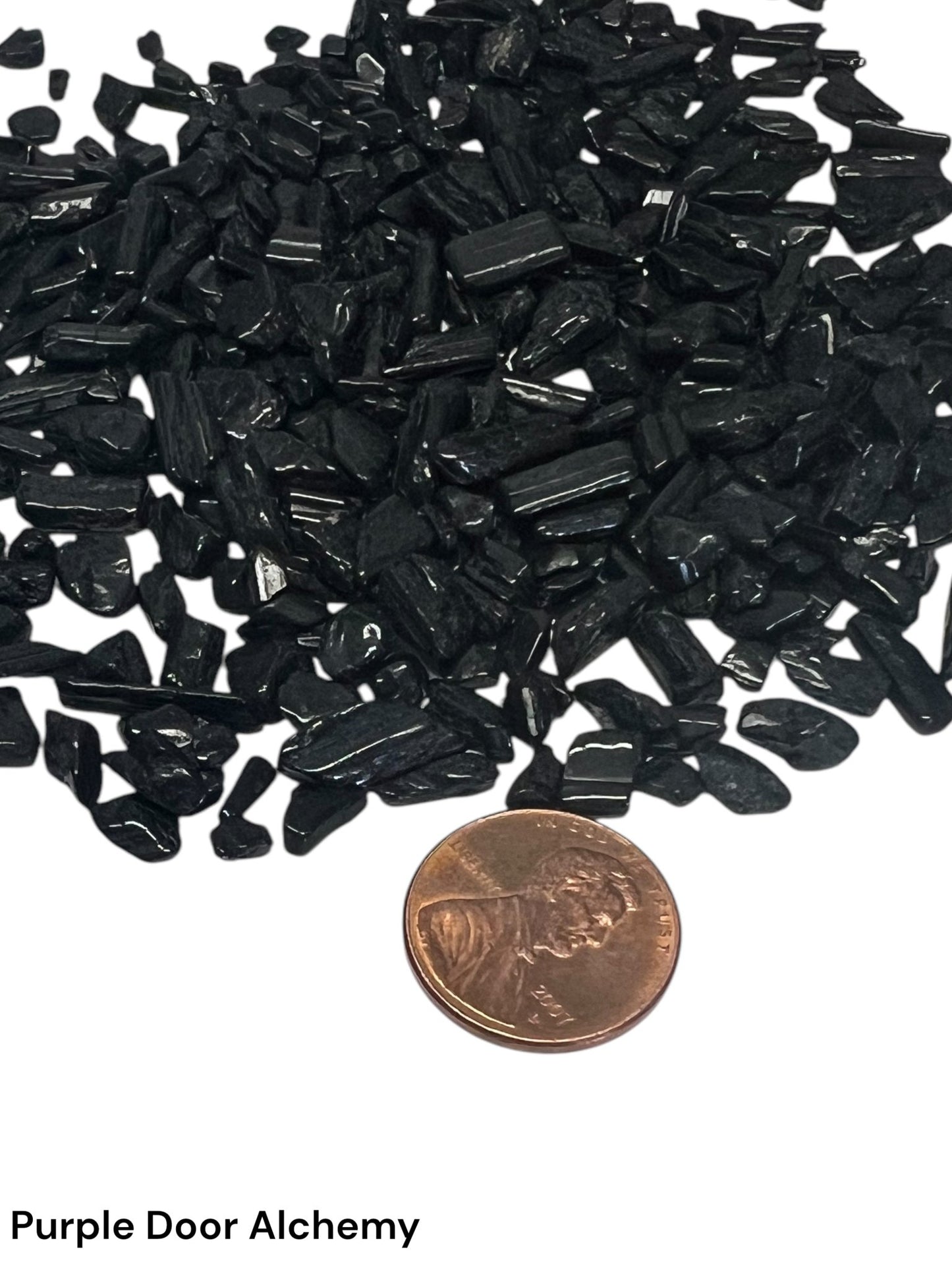 Black Tourmaline Chips (1 ounce, 1/2 lb, 1 lb) - Purple Door Alchemy