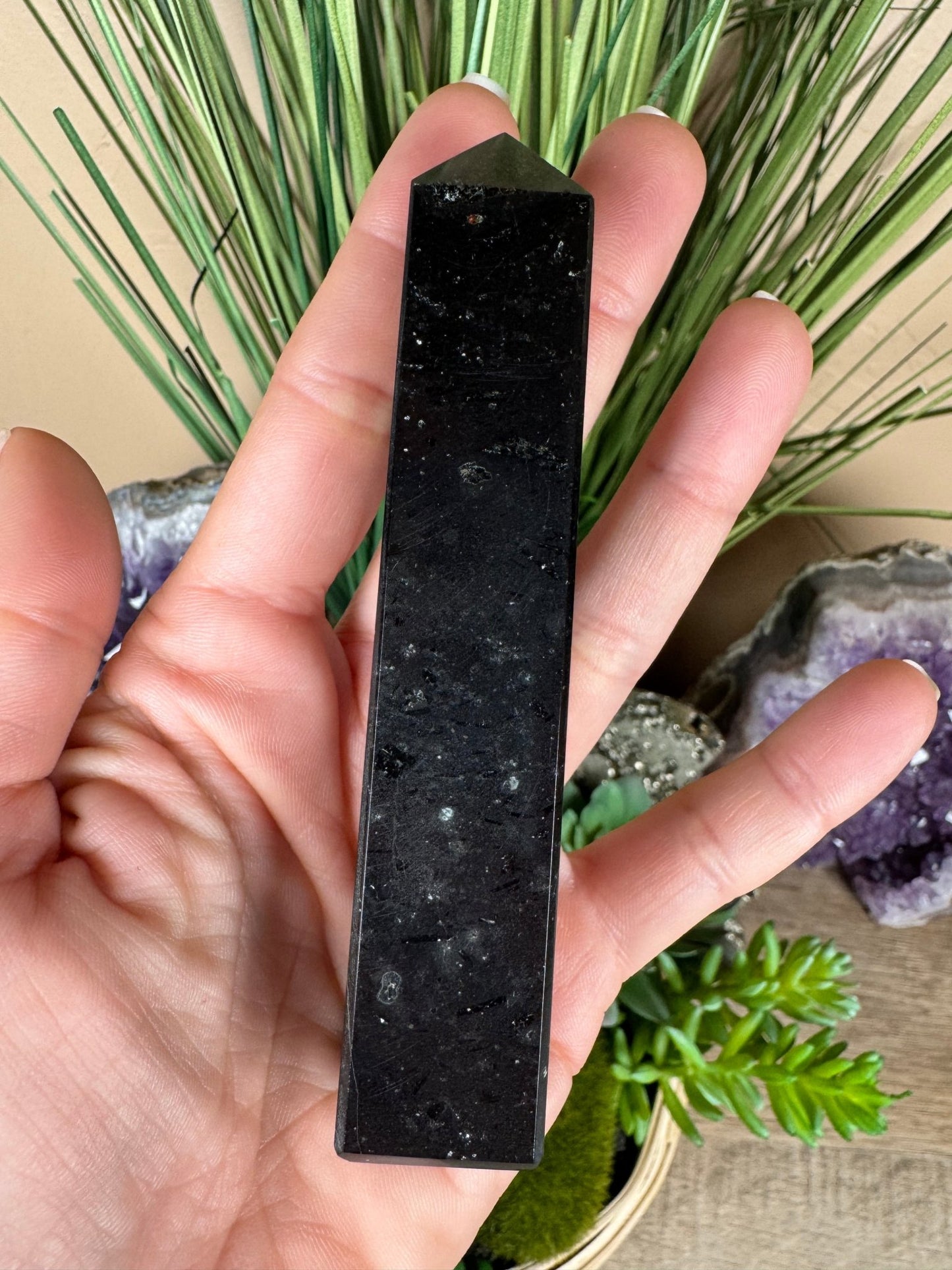 Black Tourmaline Obelisk - Purple Door Alchemy