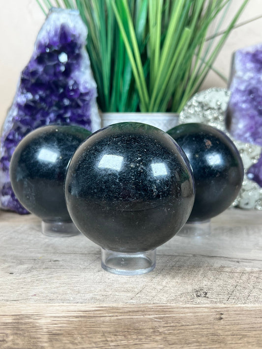 Black Tourmaline Sphere 73mm/2.87in - Purple Door Alchemy