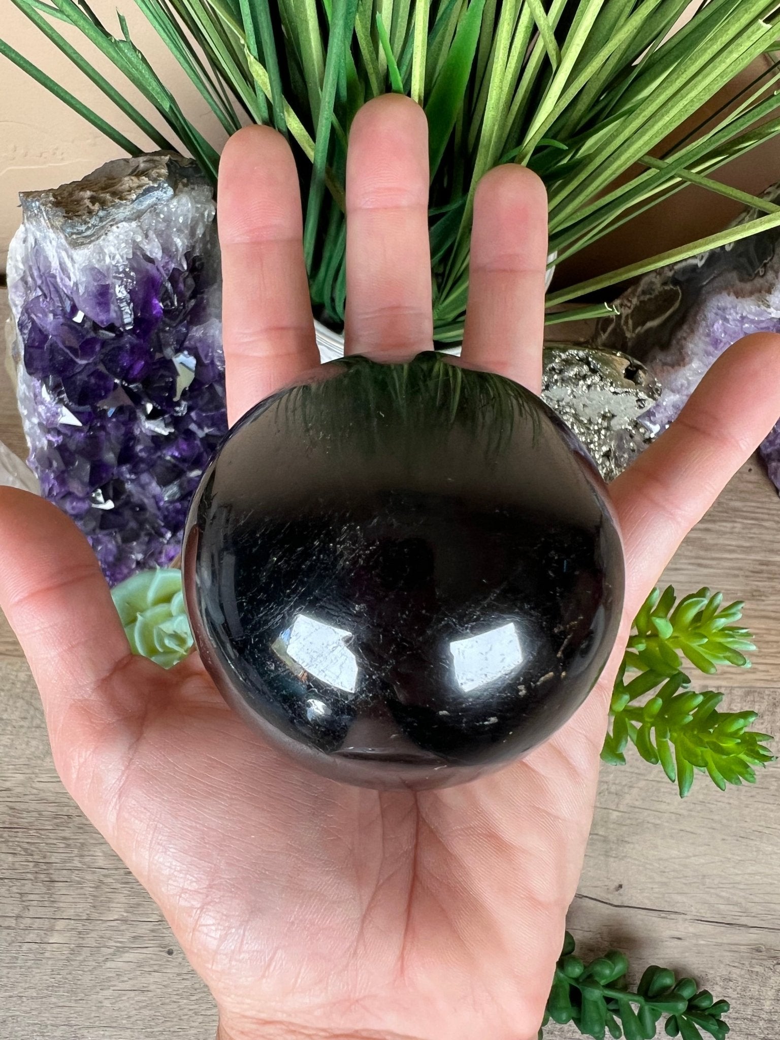 Black Tourmaline Sphere - Purple Door Alchemy