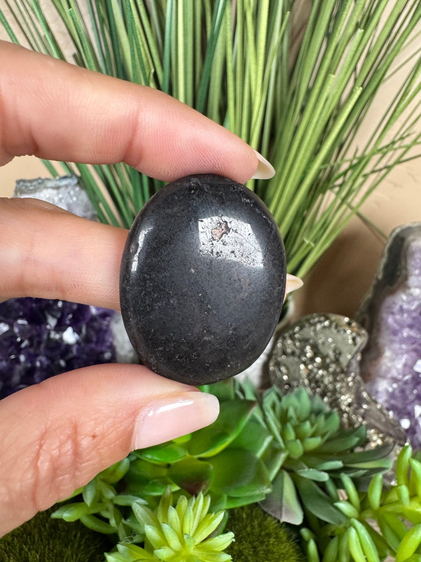 Black Tourmaline Worry Stone - Purple Door Alchemy