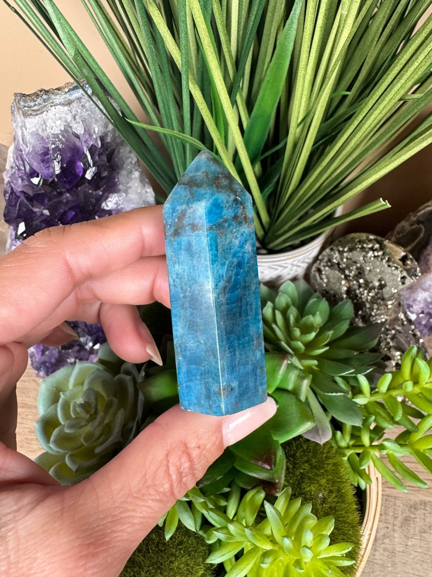 Blue Apatite Point - Purple Door Alchemy