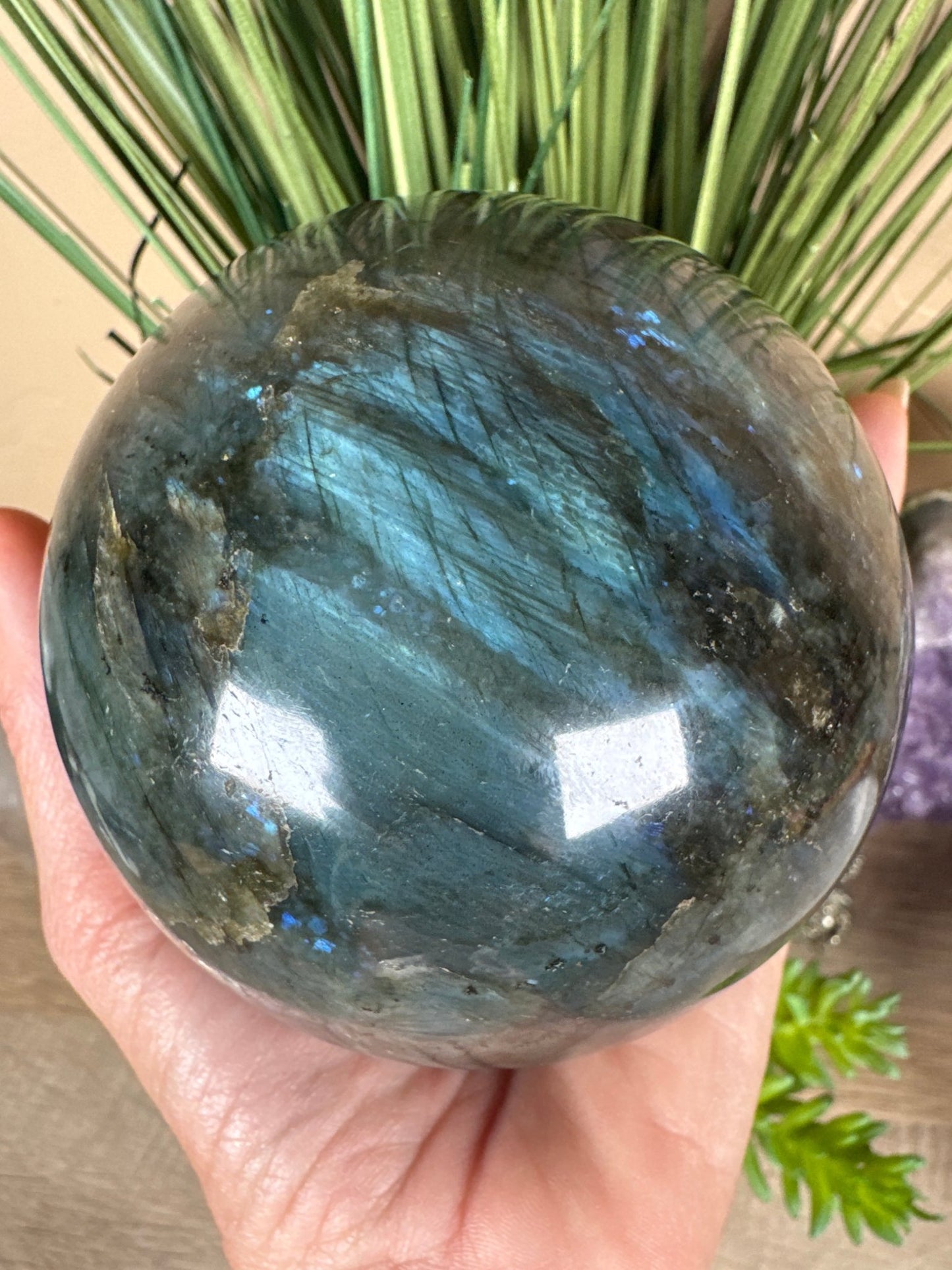 Blue Labradorite Sphere 93mm/3.6 Inch - Purple Door Alchemy