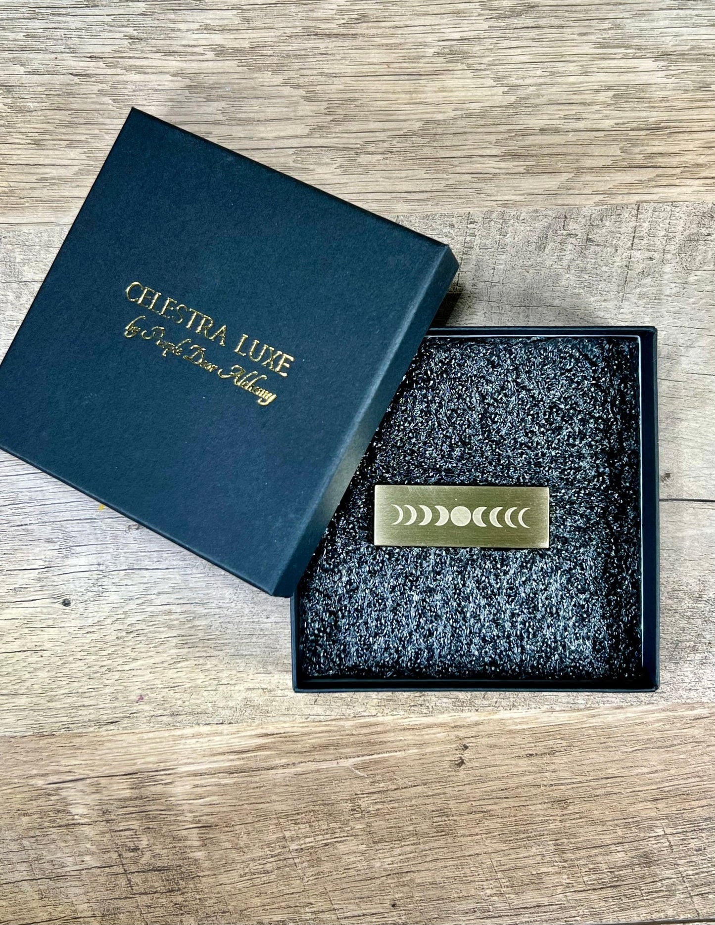 Brass Moon Phase Tarot Card Holder - Purple Door Alchemy