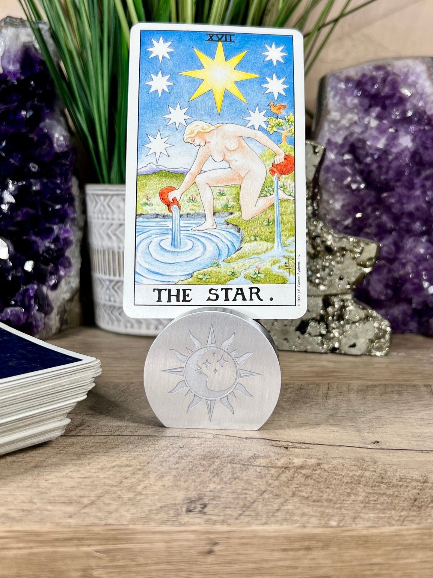 Celestial Sun and Moon Card Holder - Purple Door Alchemy