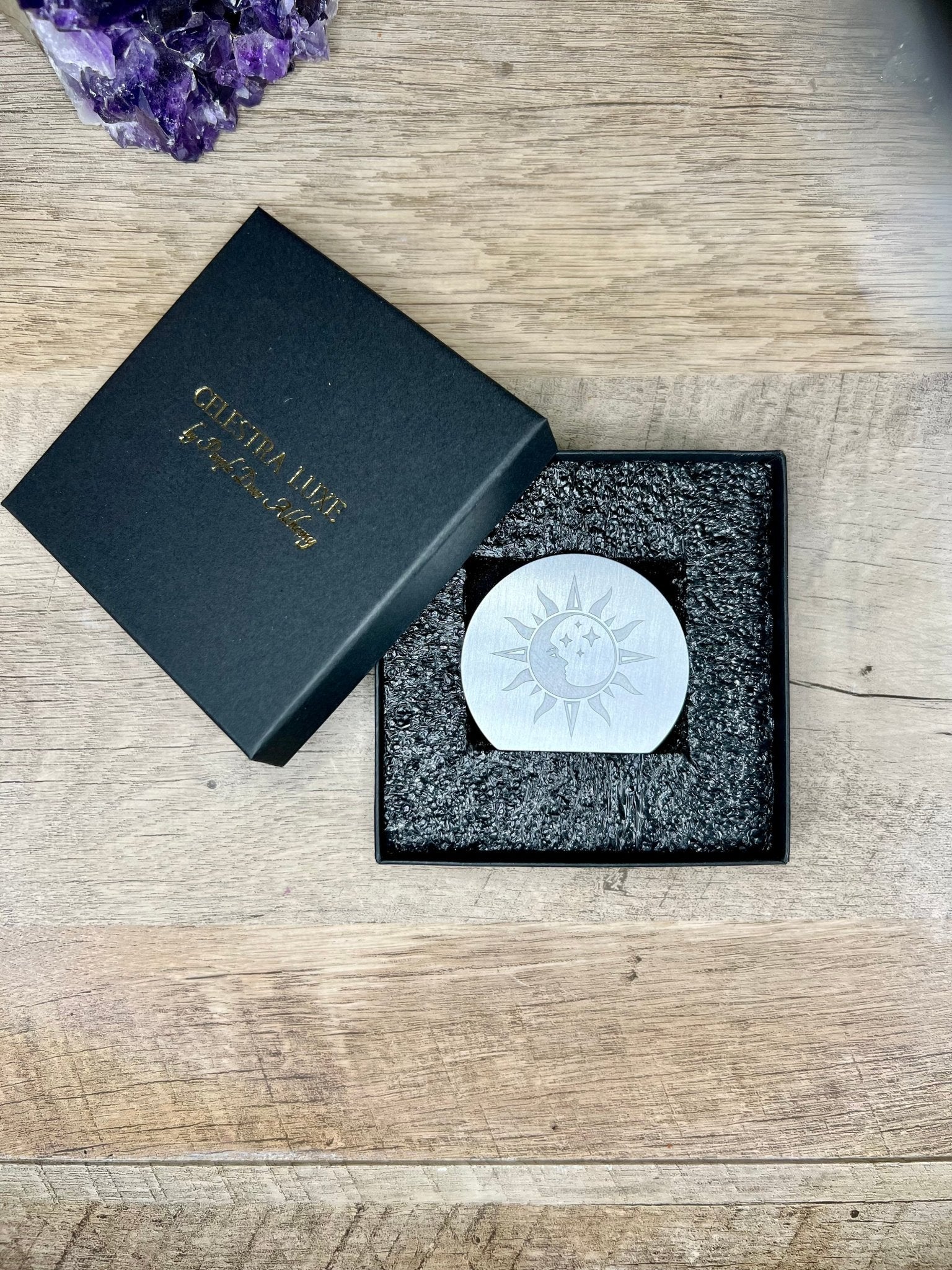 Celestial Sun and Moon Card Holder - Purple Door Alchemy