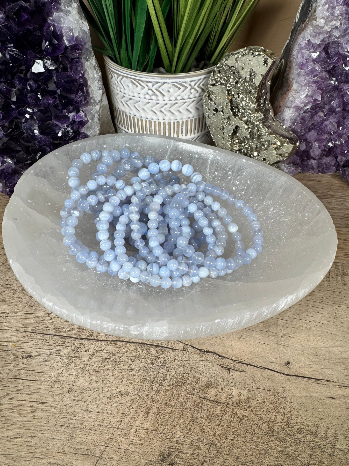 Chalcedony Blue Lace Agate Bracelet - Purple Door Alchemy